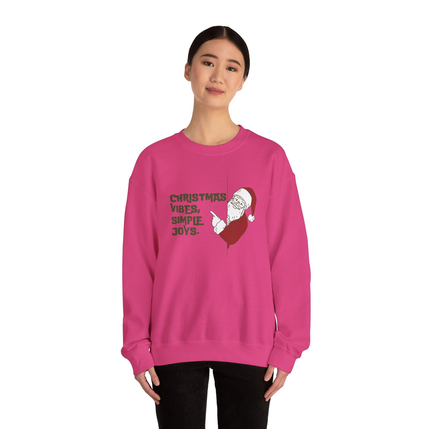 Unisex Heavy Blend Crewneck Sweatshirt Christmas Vibes Simple Joys with Santa 🎅✨