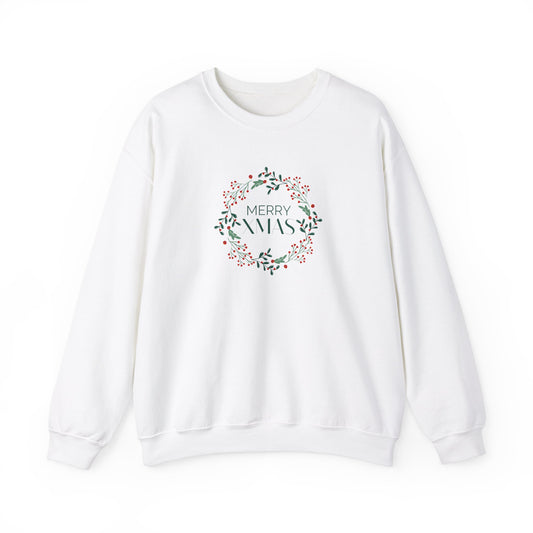 Unisex Heavy Blend Crewneck Sweatshirt Merry Christmas Wreath 🎄✨