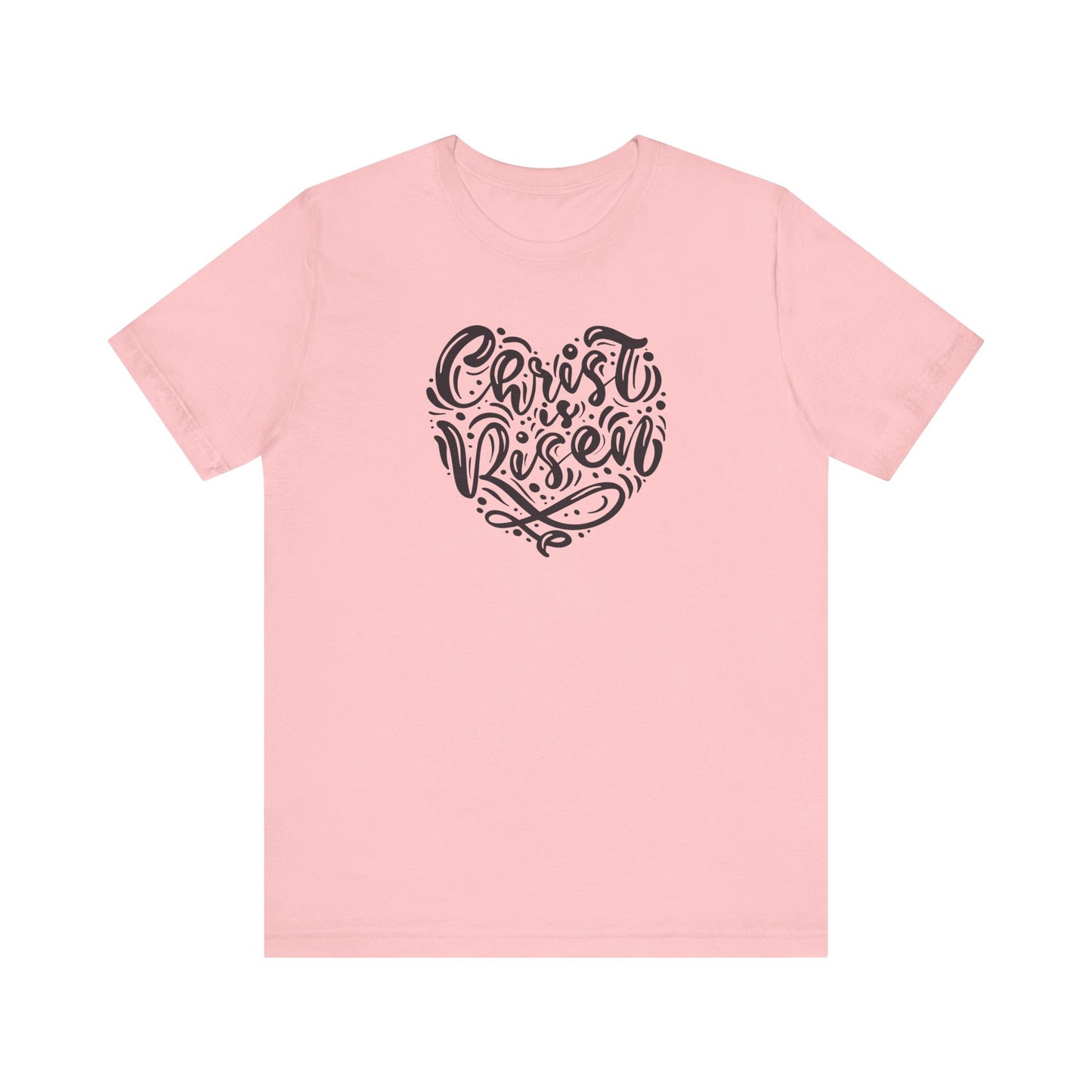 Christ is Risen Heart Shaped Black Print Unisex Jersey Short Sleeve Tee