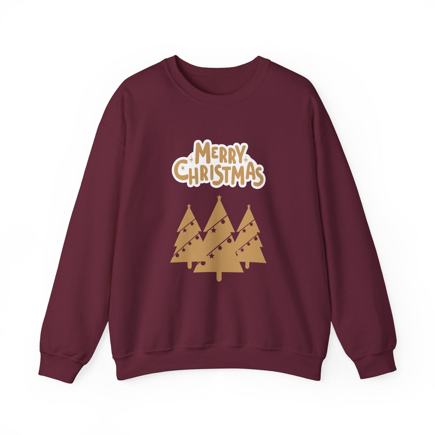 Unisex Heavy Blend Crewneck Sweatshirt Merry Christmas Gold Trees 🎄✨💛