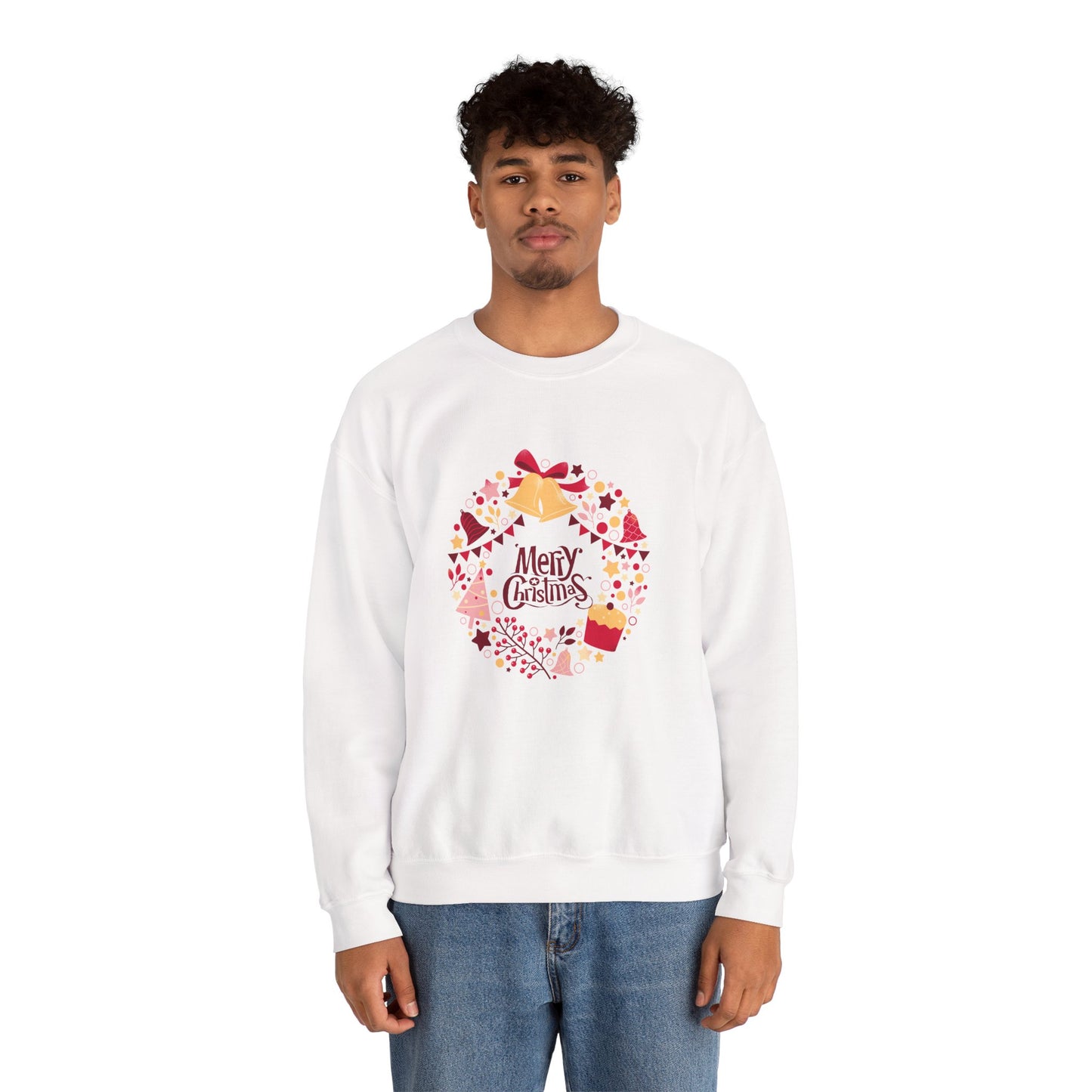 Merry Christmas Wreath 🎄✨ Unisex Heavy Blend Crewneck Sweatshirt