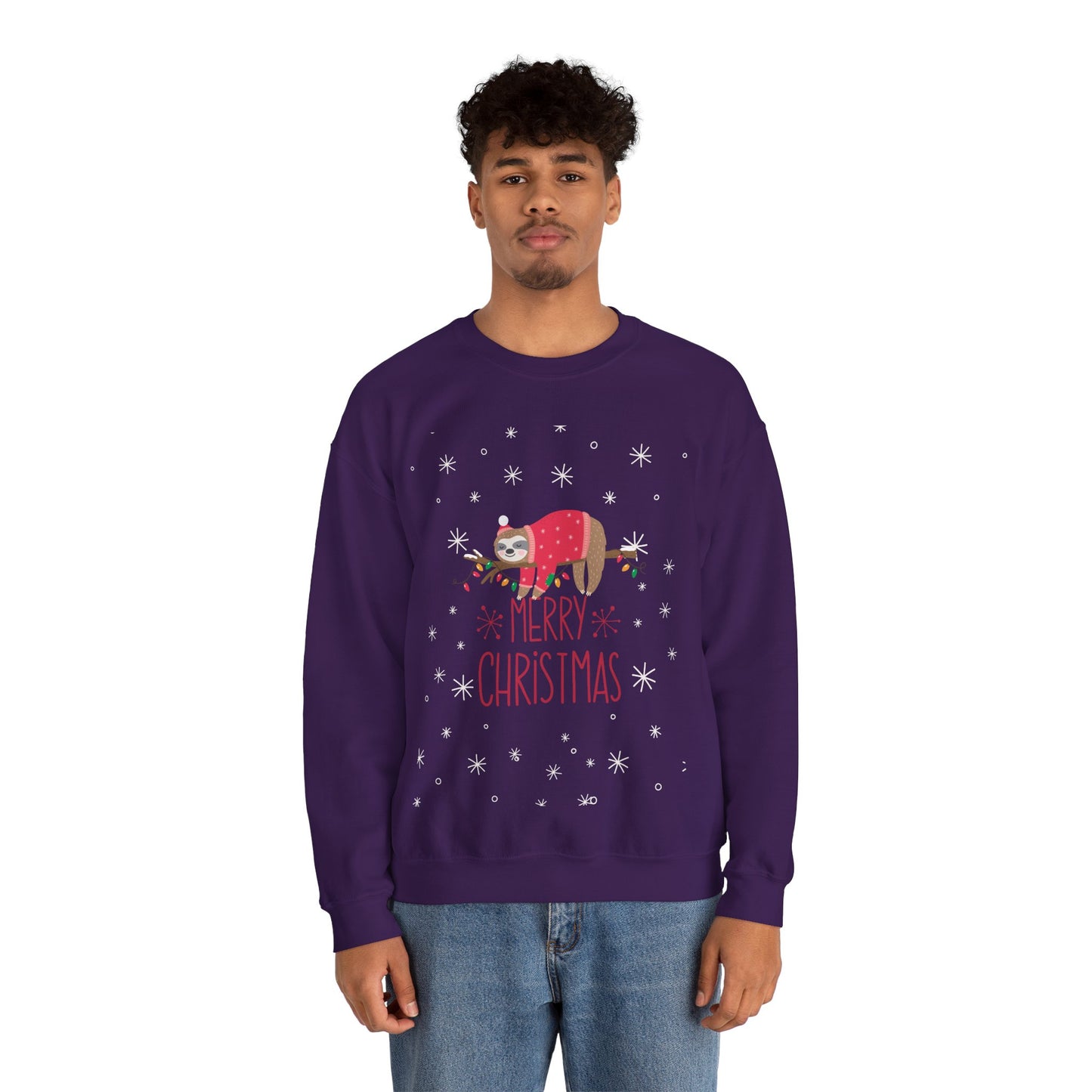 Merry Christmas Sloth 🎄🦥✨ Unisex Heavy Blend Crewneck Sweatshirt