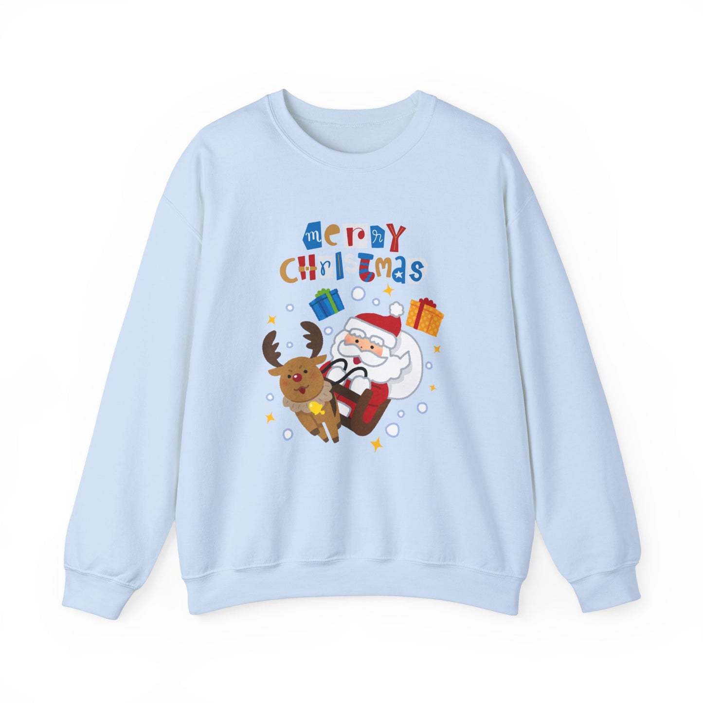 Unisex Heavy Blend Crewneck Sweatshirt Santa & Reindeer Merry Christmas 🎅🦌✨