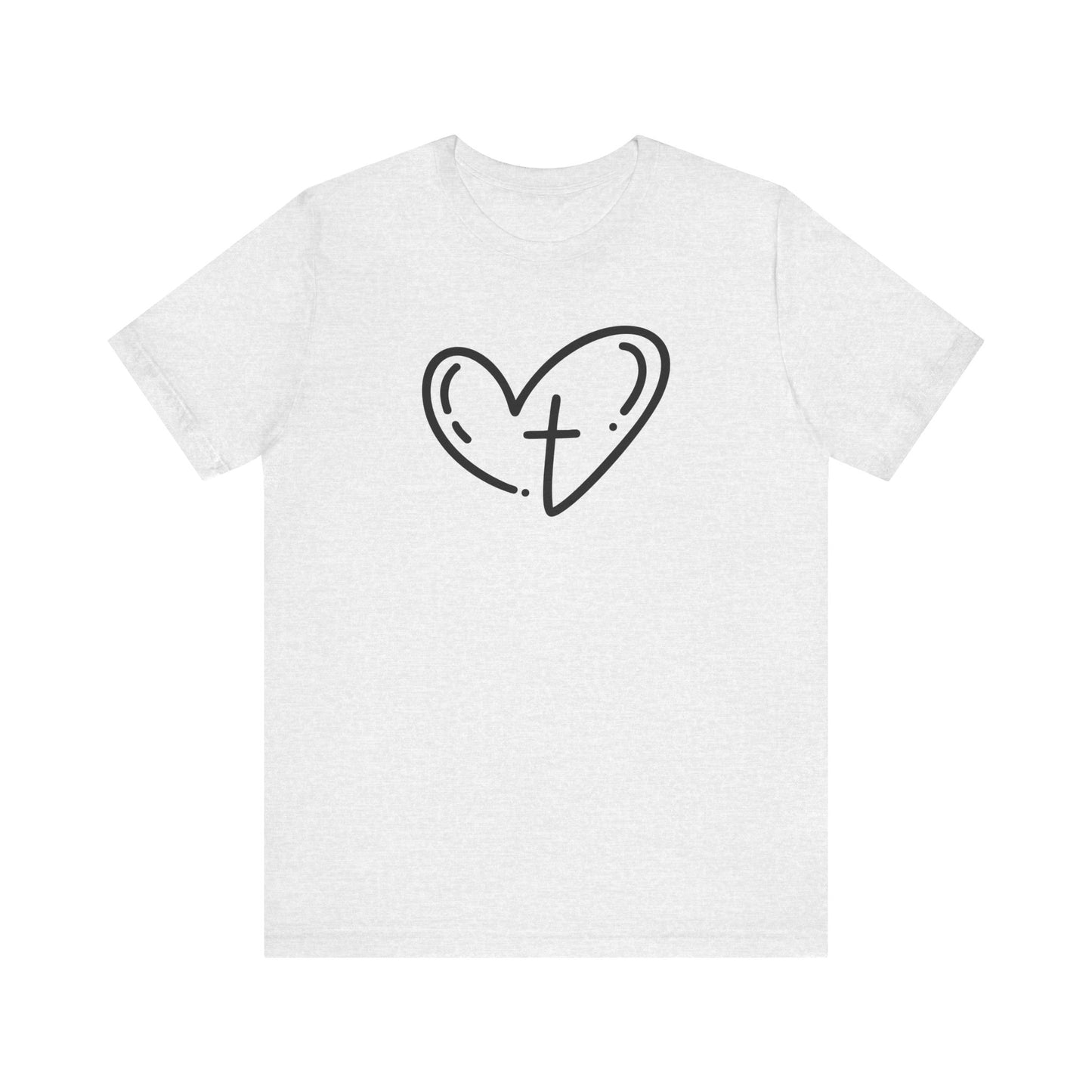 Unisex Jersey Short Sleeve Tee Crucifix Heart Black Print