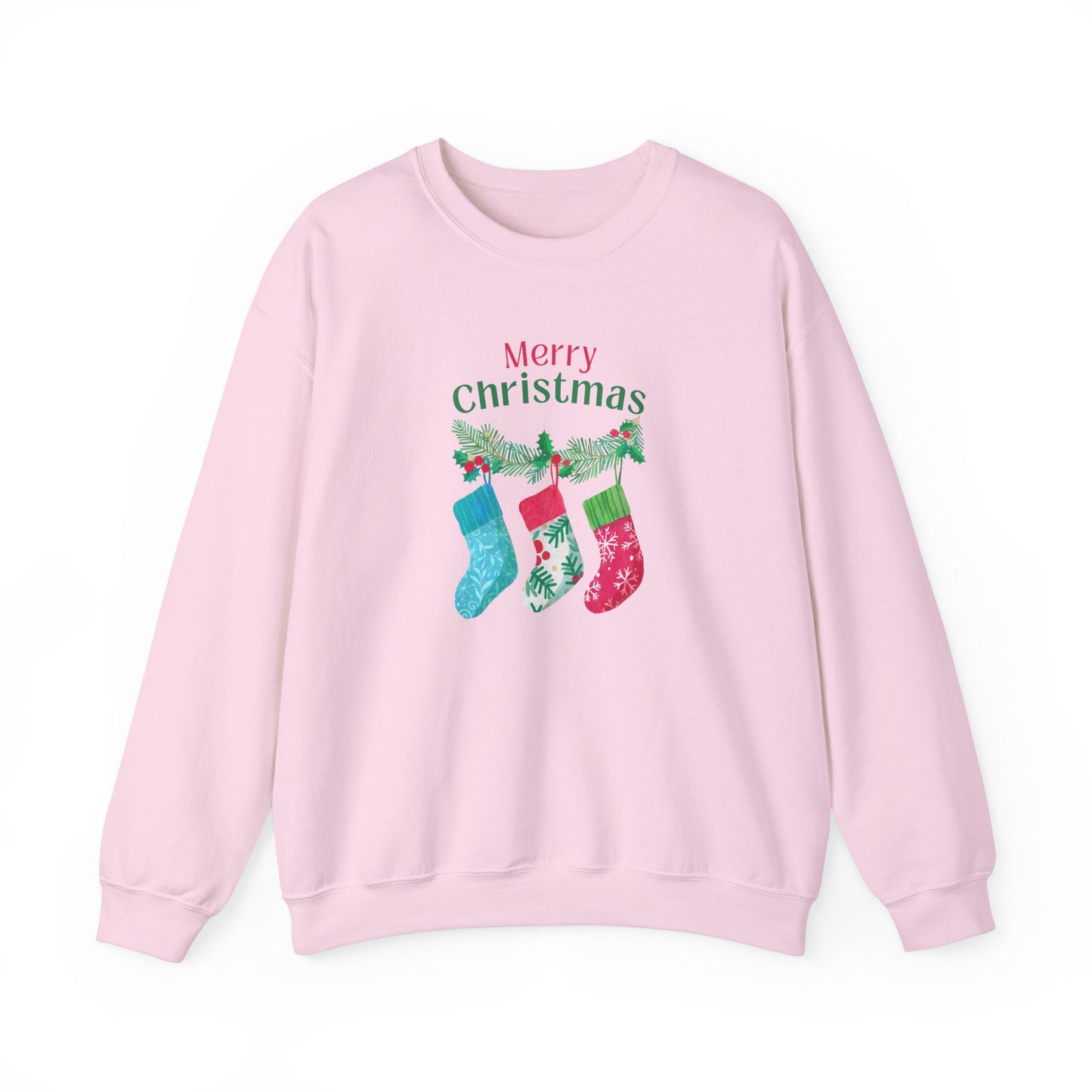 Unisex Heavy Blend Crewneck Sweatshirt Merry Christmas with Present Socks 🎄🎁✨