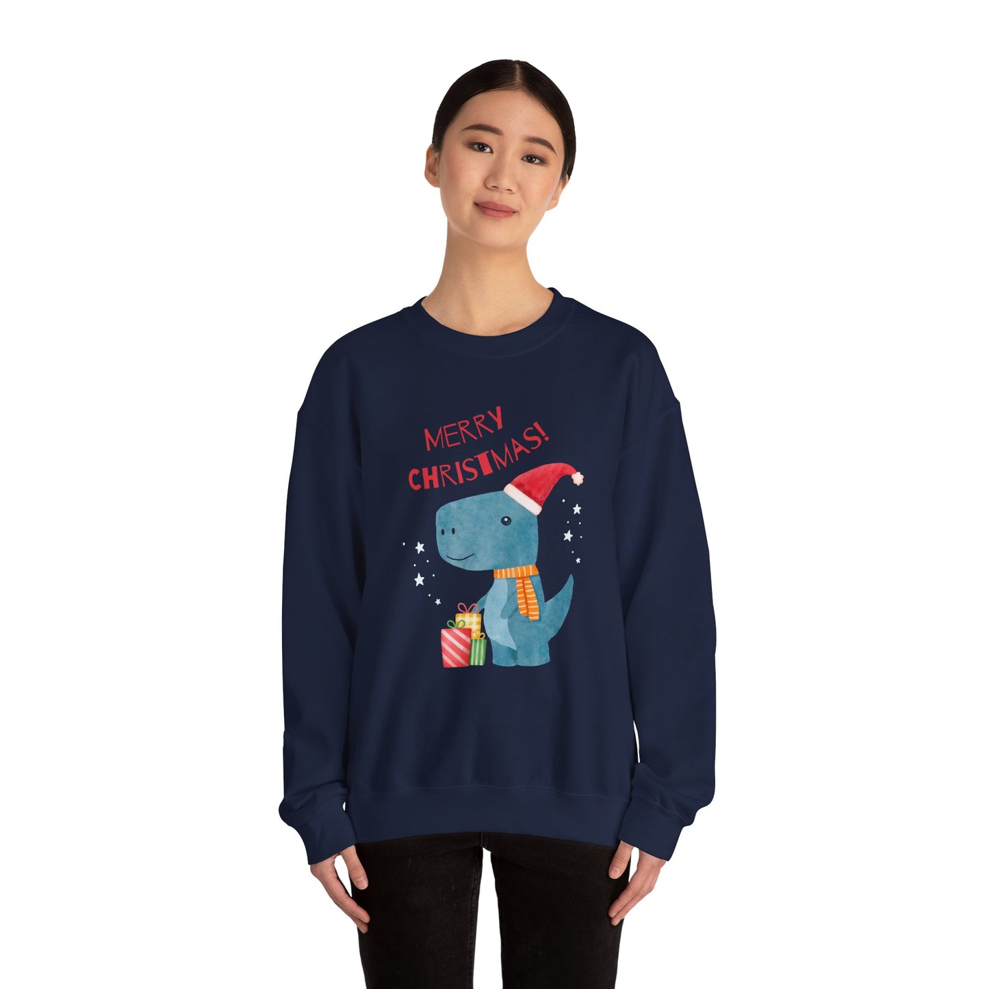 Merry Christmas Dino 🎄🦖🎁 Unisex Heavy Blend Crewneck Sweatshirt