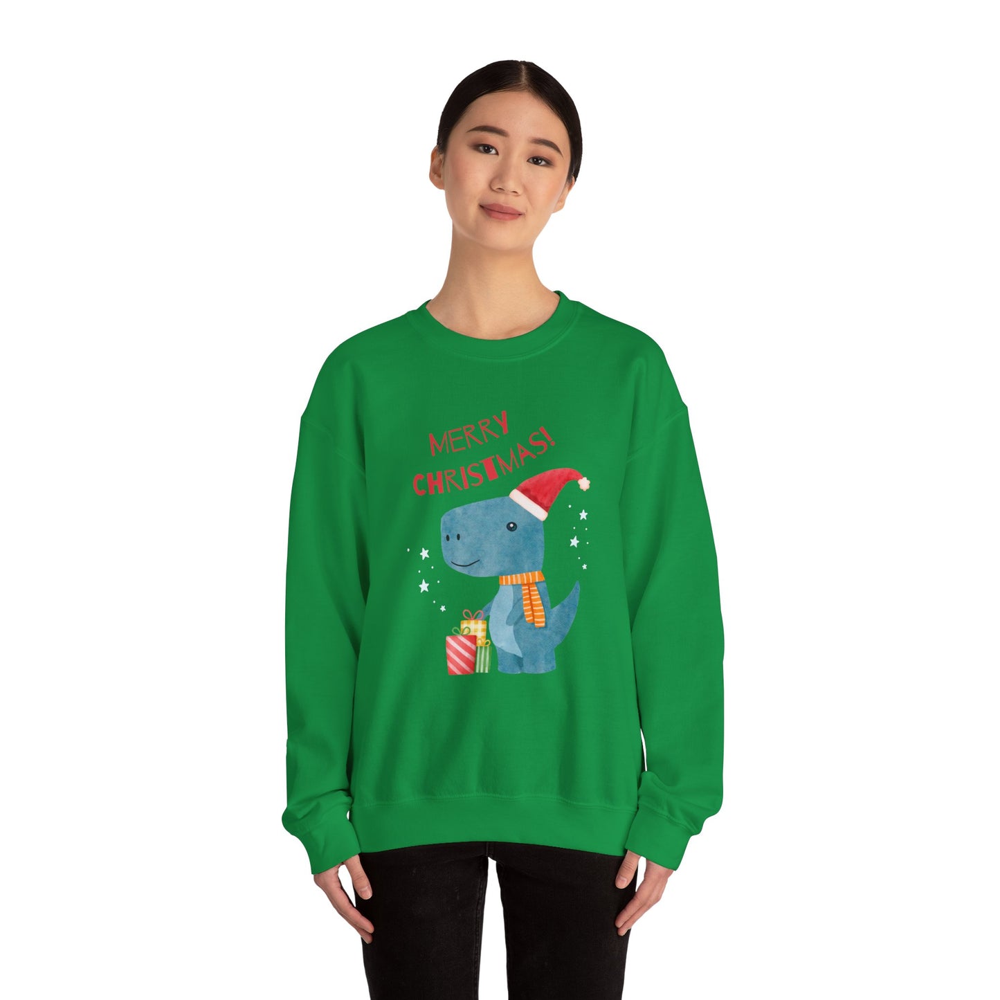 Unisex Heavy Blend Crewneck Sweatshirt Merry Christmas Dino 🎄🦖🎁