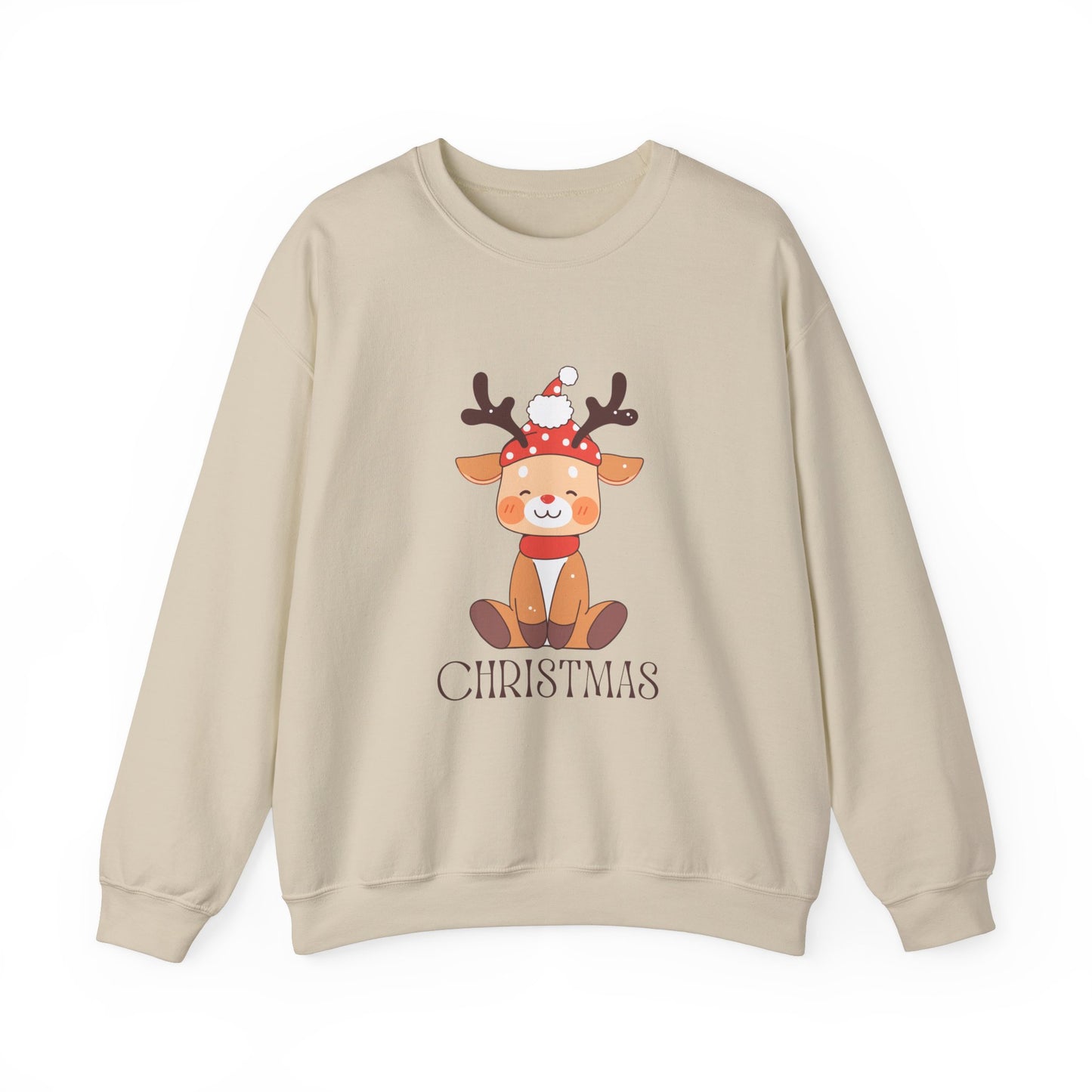 Unisex Heavy Blend Crewneck Sweatshirt Sitting Deer with Christmas 🎄🦌✨