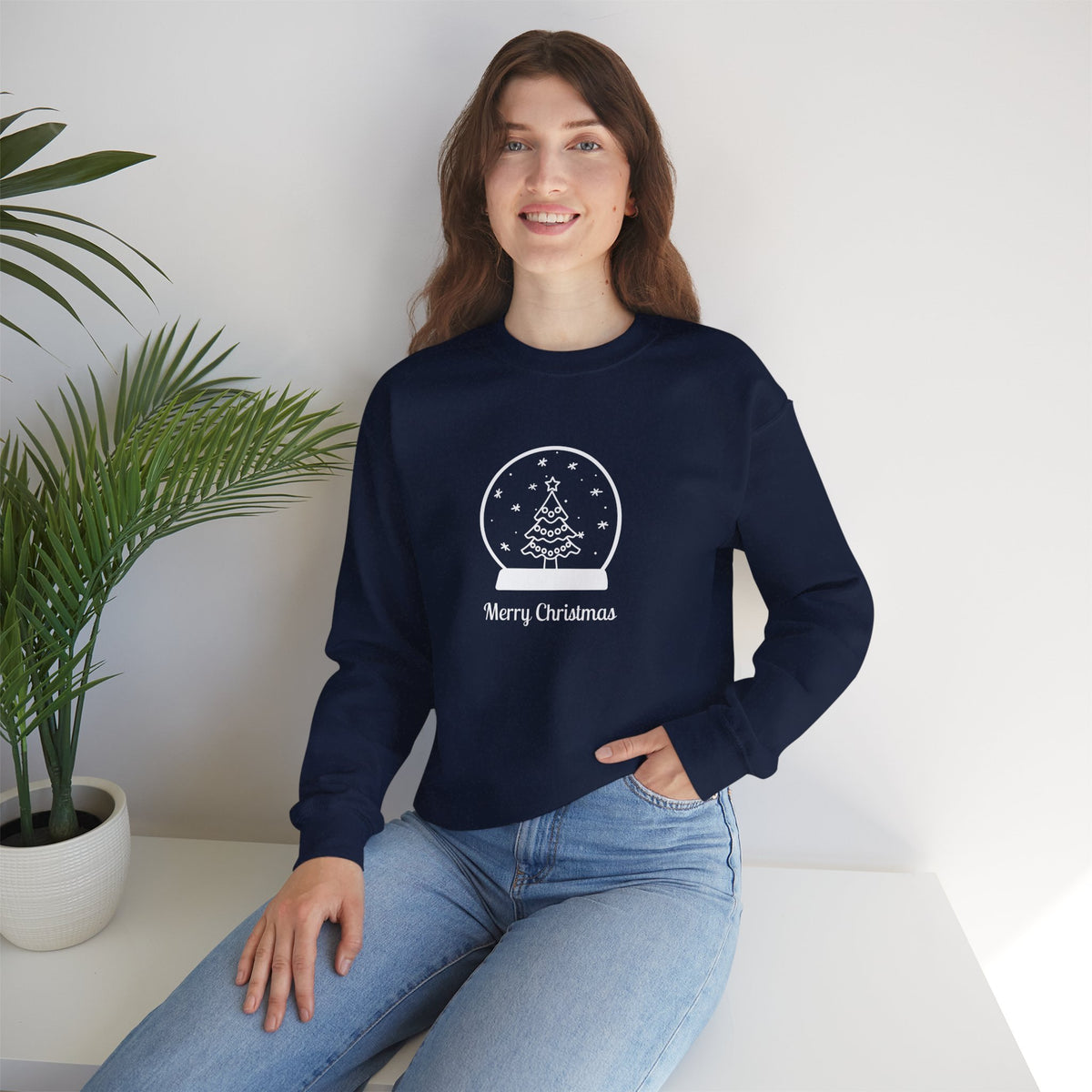 Snow Globe with Merry Christmas 🎄❄️✨ Unisex Heavy Blend Crewneck Sweatshirt
