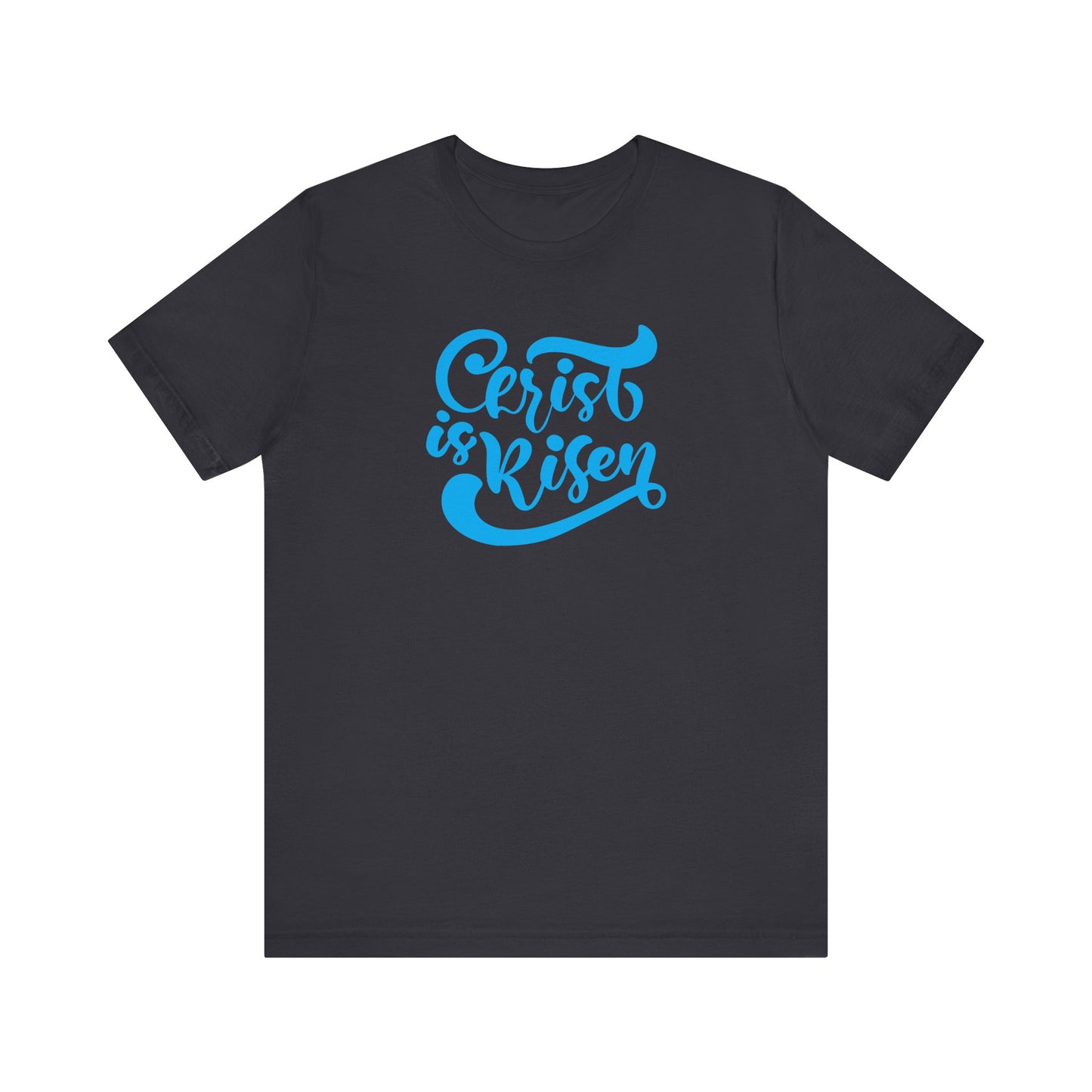 Unisex Jersey Short Sleeve Tee Easter 'Christ is Risen' Blue Print