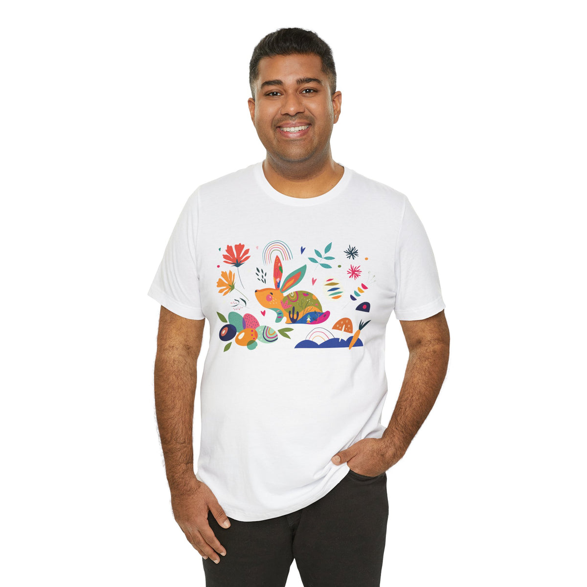 Hoppy Easter Colorful Boho Spring Collage Unisex Jersey Short Sleeve Tee