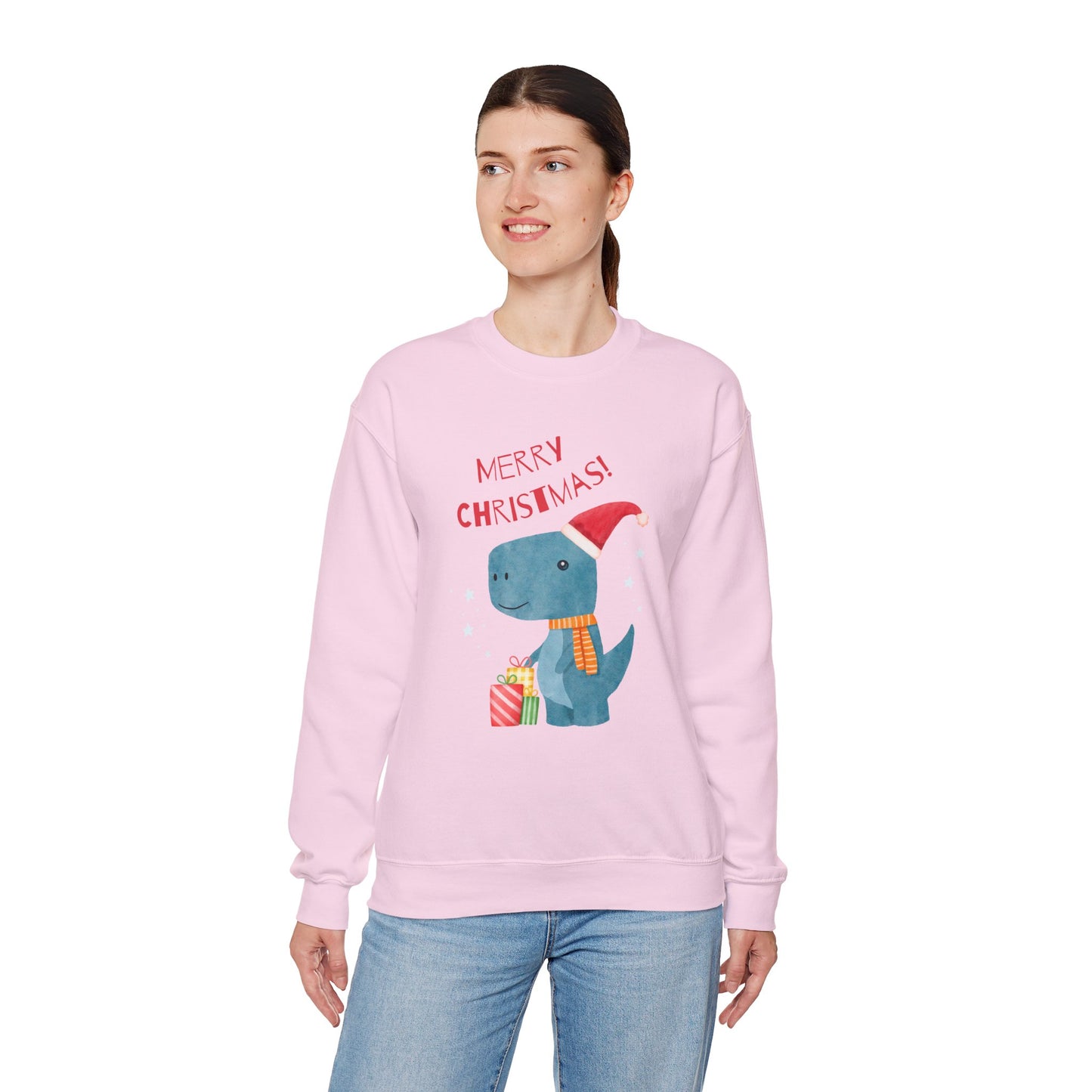 Merry Christmas Dino 🎄🦖🎁 Unisex Heavy Blend Crewneck Sweatshirt