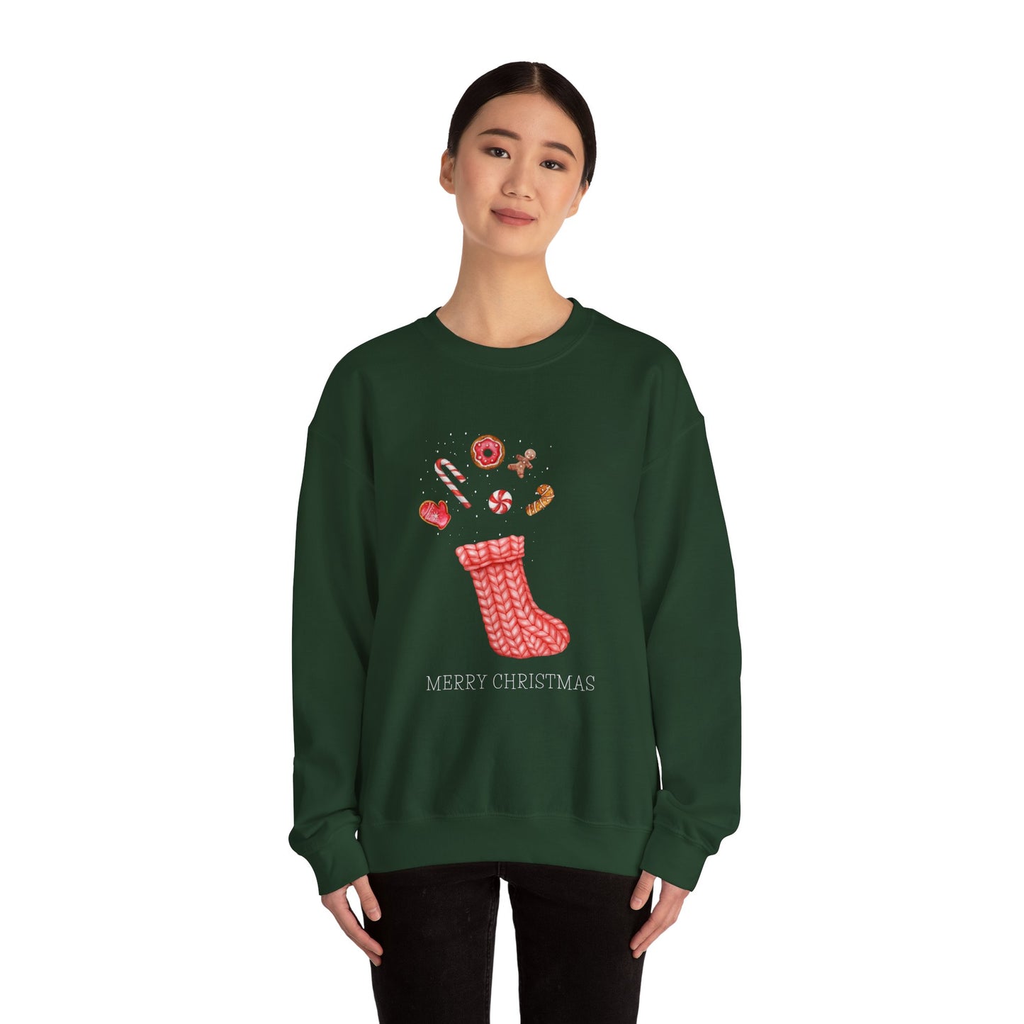 Cozy Christmas Sock 🎄🧦🍩 Unisex Heavy Blend Crewneck Sweatshirt
