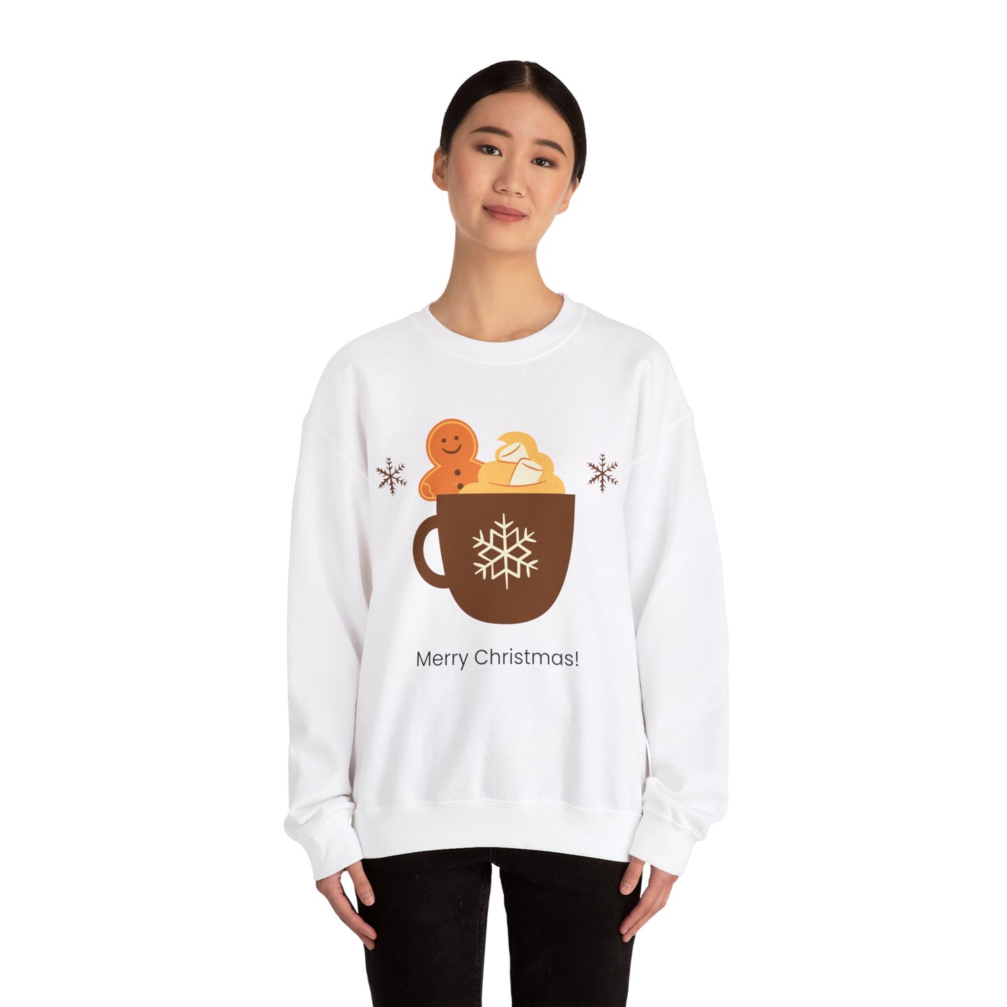 Unisex Heavy Blend Crewneck Sweatshirt Merry Christmas Gingerbread Man ☕🎄🍪