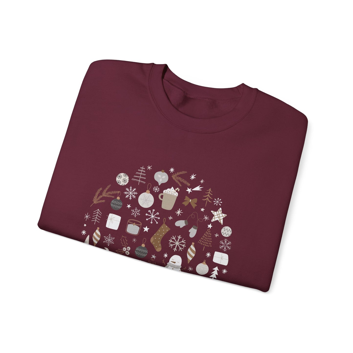 Unisex Heavy Blend Crewneck Sweatshirt Festive Holiday Round Collage 🎄☃️❄️