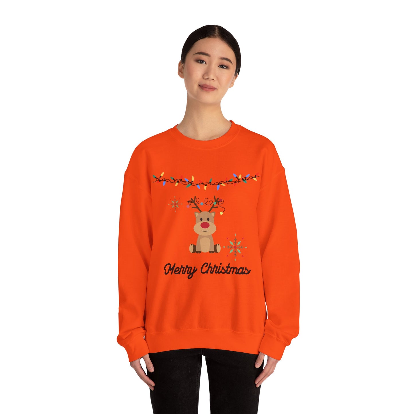 Unisex Heavy Blend Crewneck Sweatshirt Merry Christmas Reindeer 🎄🦌✨