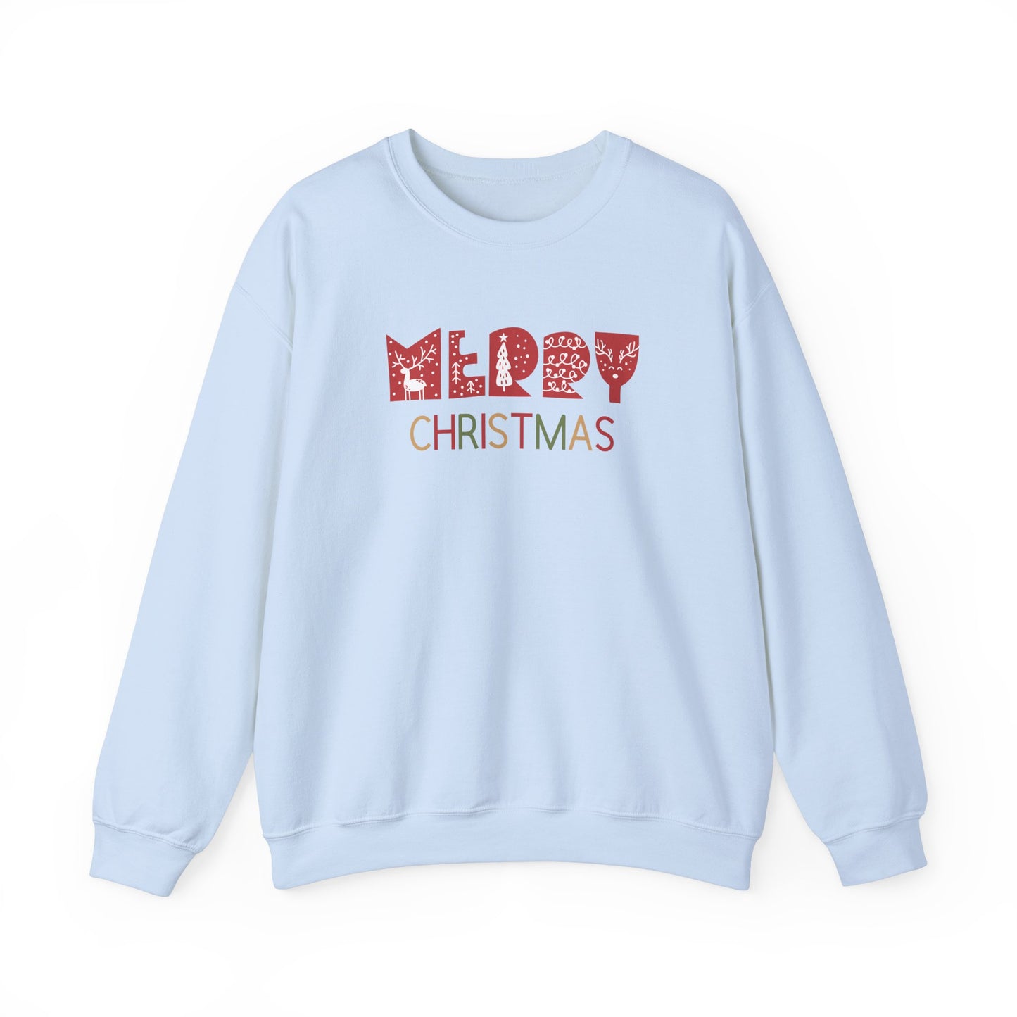 Unisex Heavy Blend Crewneck Sweatshirt Merry Christmas with Colorful Elements 🎄✨