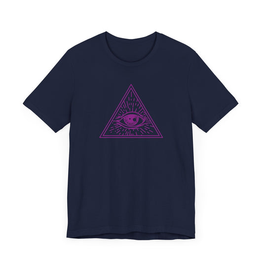 Unisex Jersey Short Sleeve Tee "Eye of Providence" All Seeing Eye Purple Print