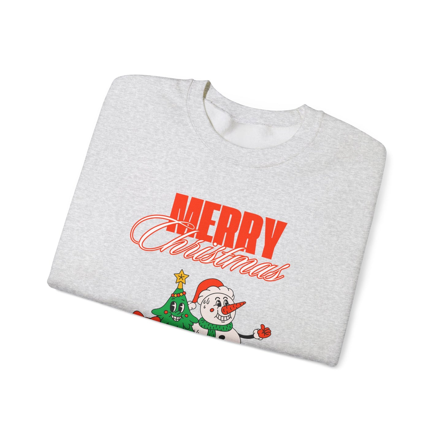 Unisex Heavy Blend Crewneck Sweatshirt Merry Christmas with Snowman & Tree 🎄☃️✨