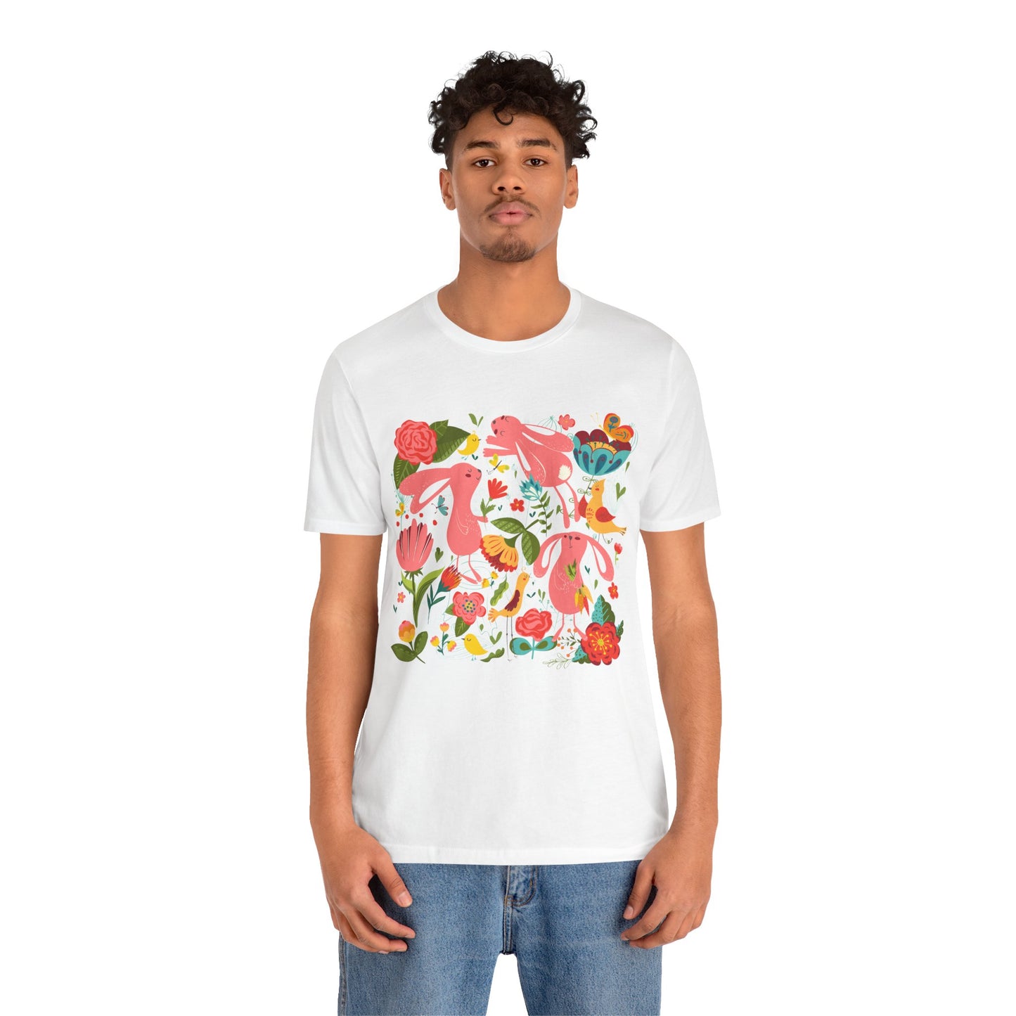 Bunny Bonanza Colorful Boho Easter Rabbit Trio Unisex Jersey Short Sleeve Tee