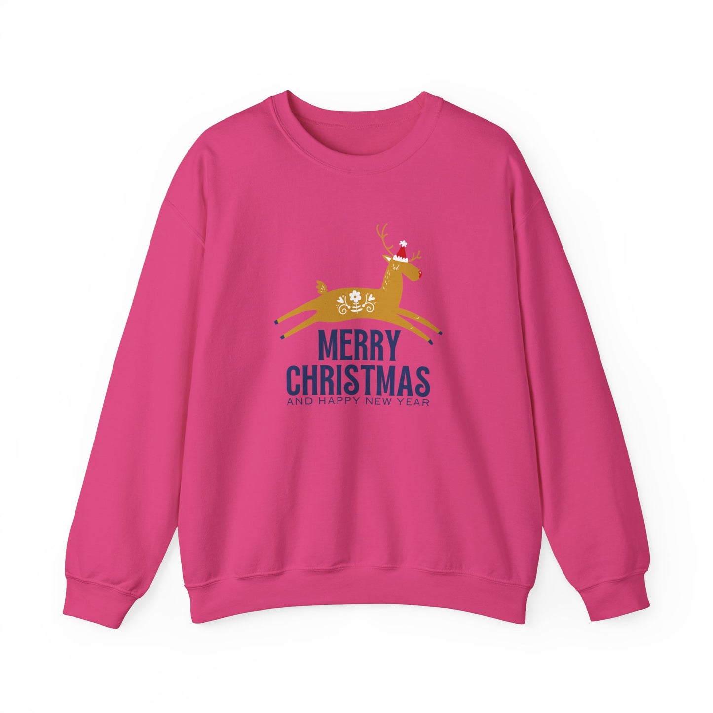 Unisex Heavy Blend Crewneck Sweatshirt Merry Christmas & Happy New Year Reindeer 🎄🦌✨