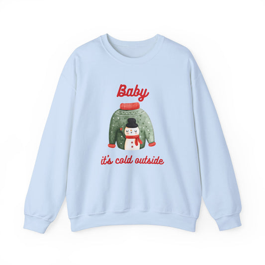 Unisex Heavy Blend Crewneck Sweatshirt Baby It's Cold Outside Snowman 🎄❄️❤️