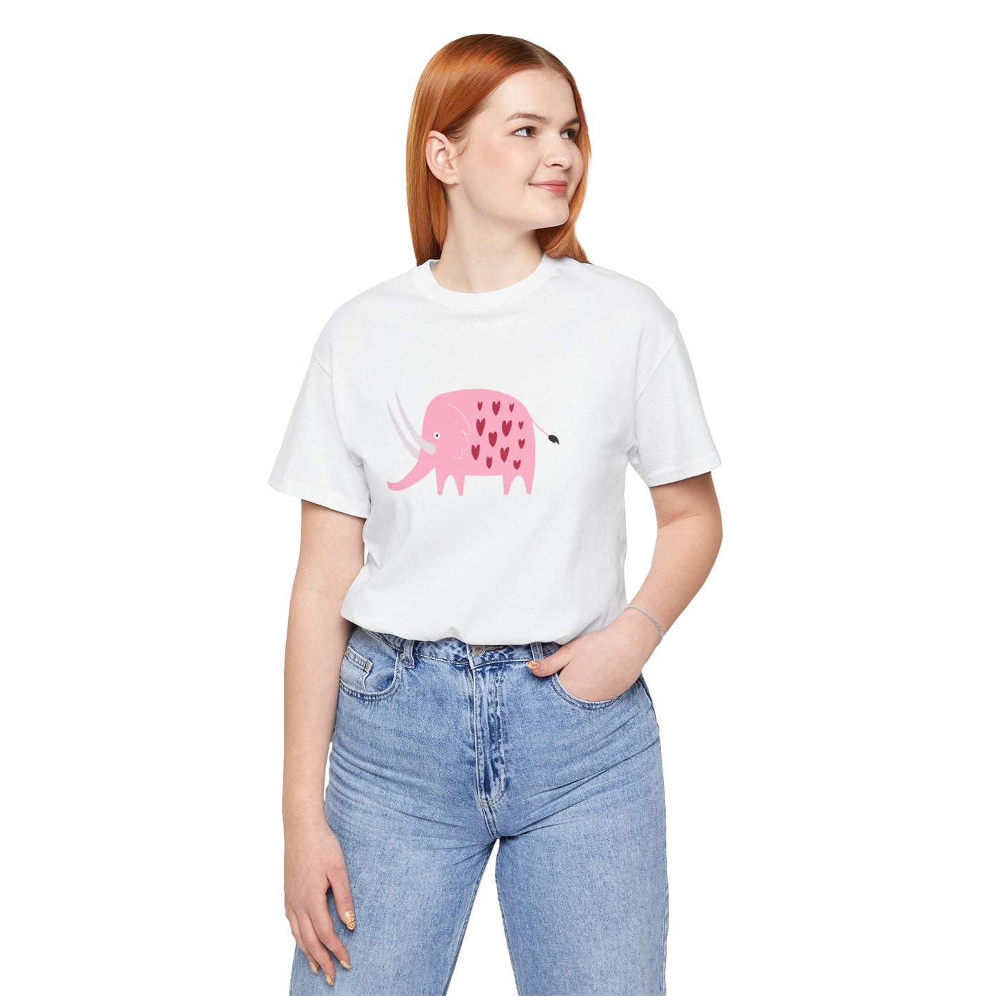 Adorable Elephant with Hearts Unisex Jersey Short Sleeve Tee