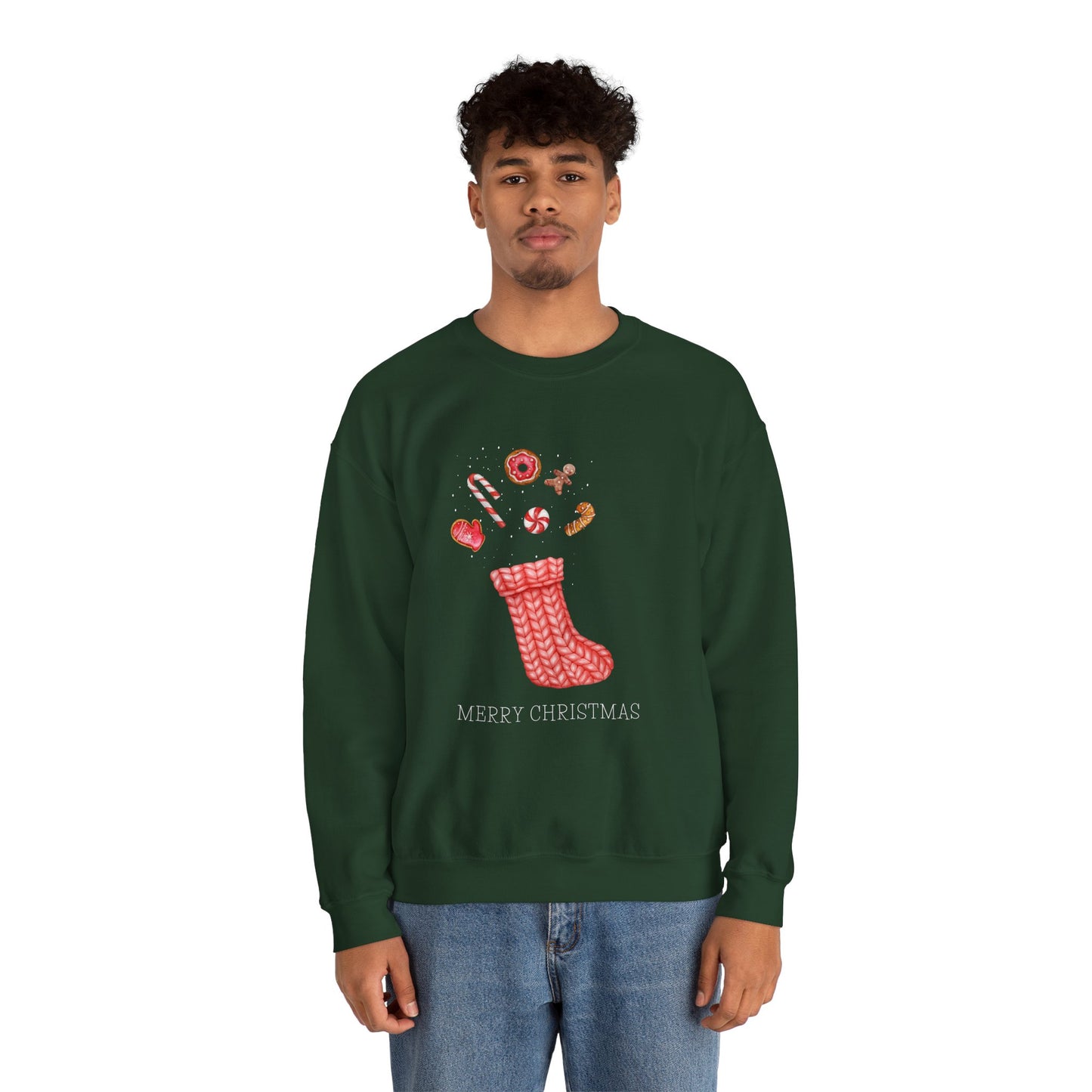 Cozy Christmas Sock 🎄🧦🍩 Unisex Heavy Blend Crewneck Sweatshirt