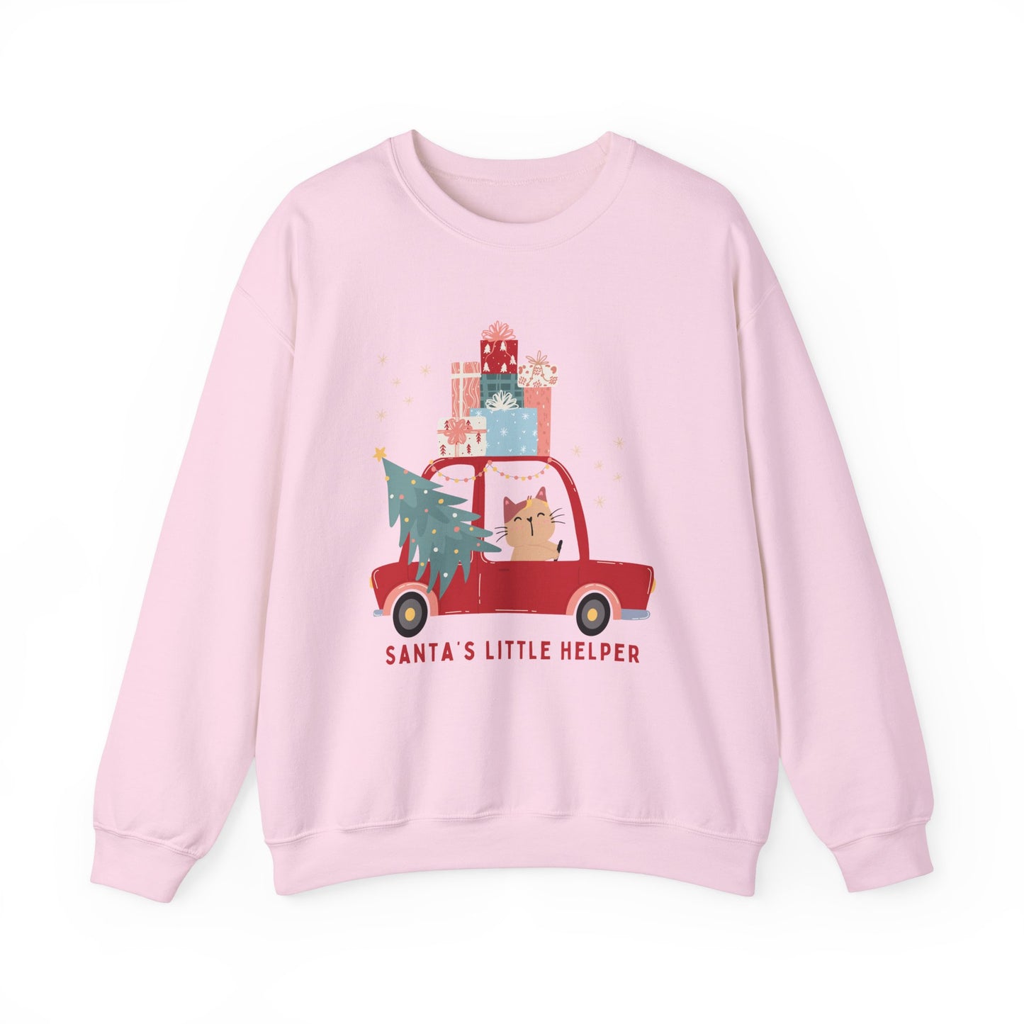 Unisex Heavy Blend Crewneck Sweatshirt Santa's Little Helper Cat Driving 🎄🚗🐱