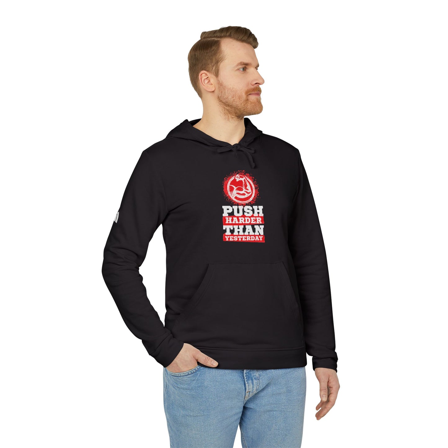 Push Harder Than Yesterday Adidas Unisex Cozy Fleece Hoodie