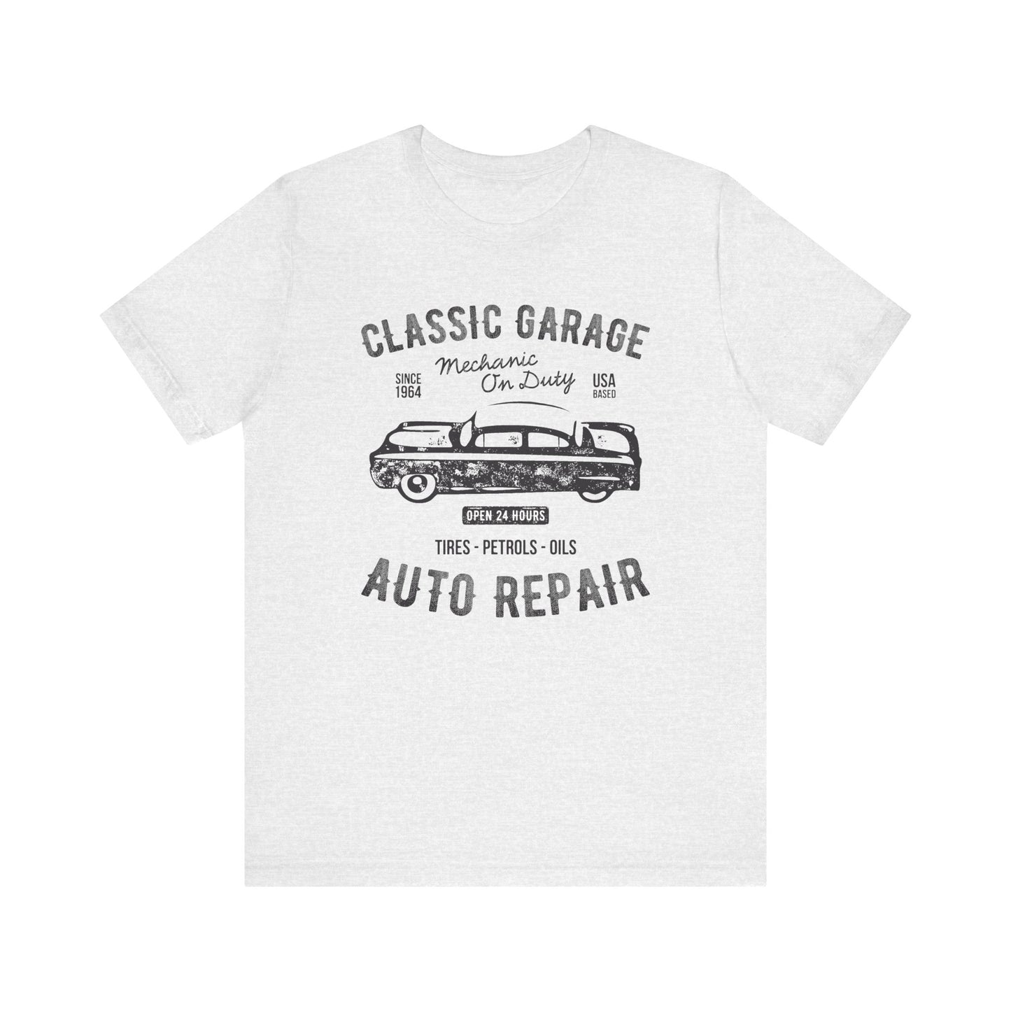 Unisex Jersey Short Sleeve Tee Classic Garage Auto Repair Black Print