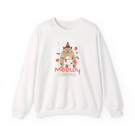 Meowy Christmas with Grumpy Cat 🎄😾✨ Unisex Heavy Blend Crewneck Sweatshirt