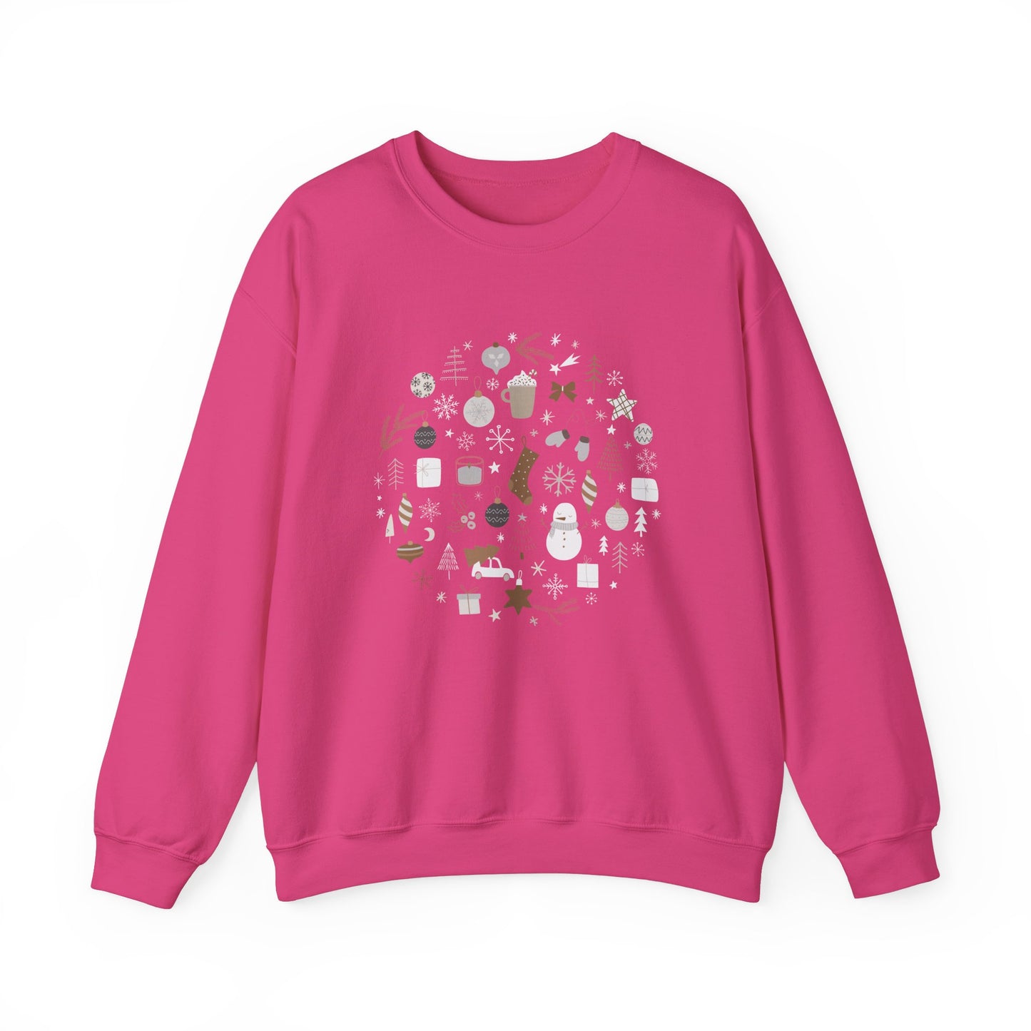 Unisex Heavy Blend Crewneck Sweatshirt Festive Holiday Round Collage 🎄☃️❄️