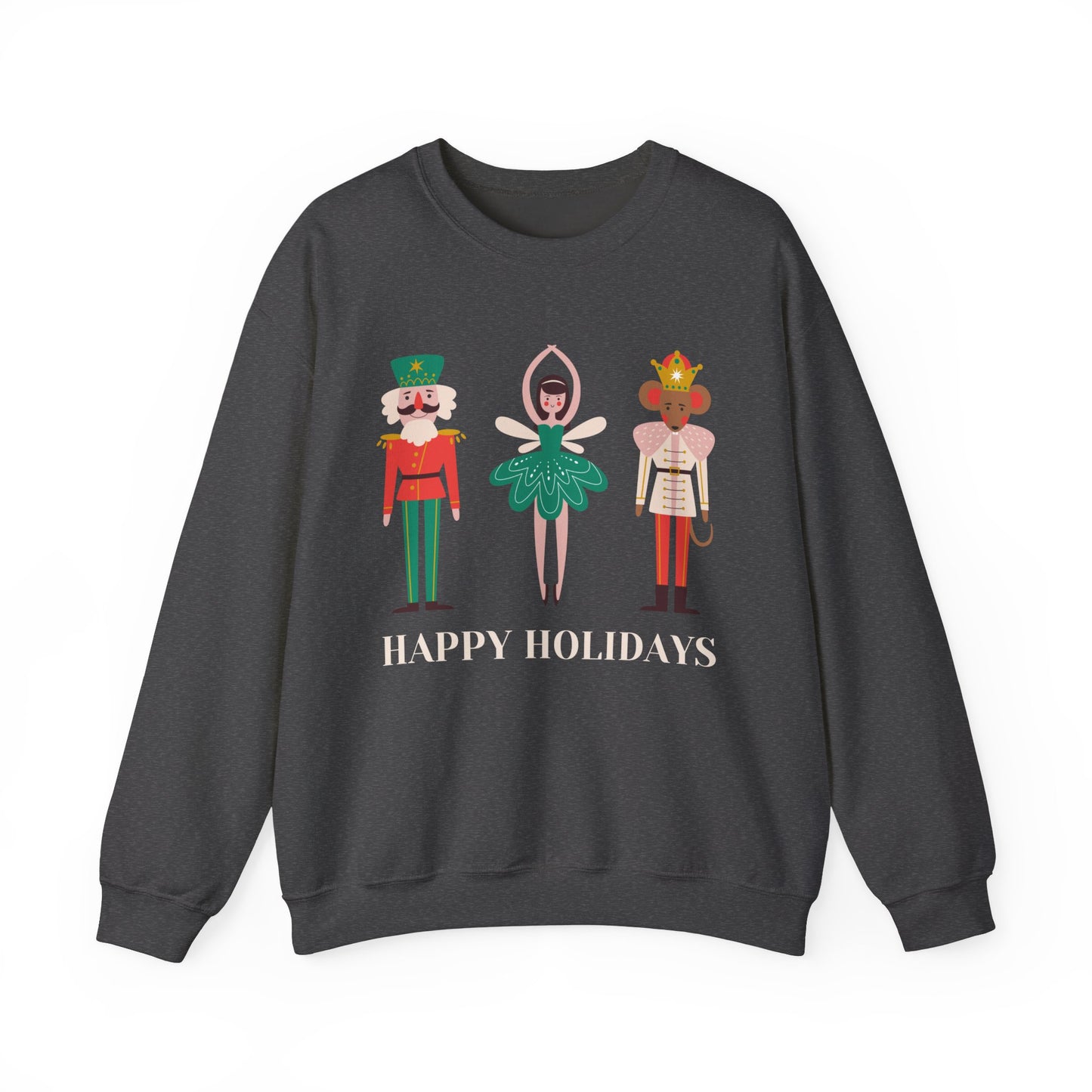 Unisex Heavy Blend Crewneck Sweatshirt Happy Holidays Nutcracker 🎄✨