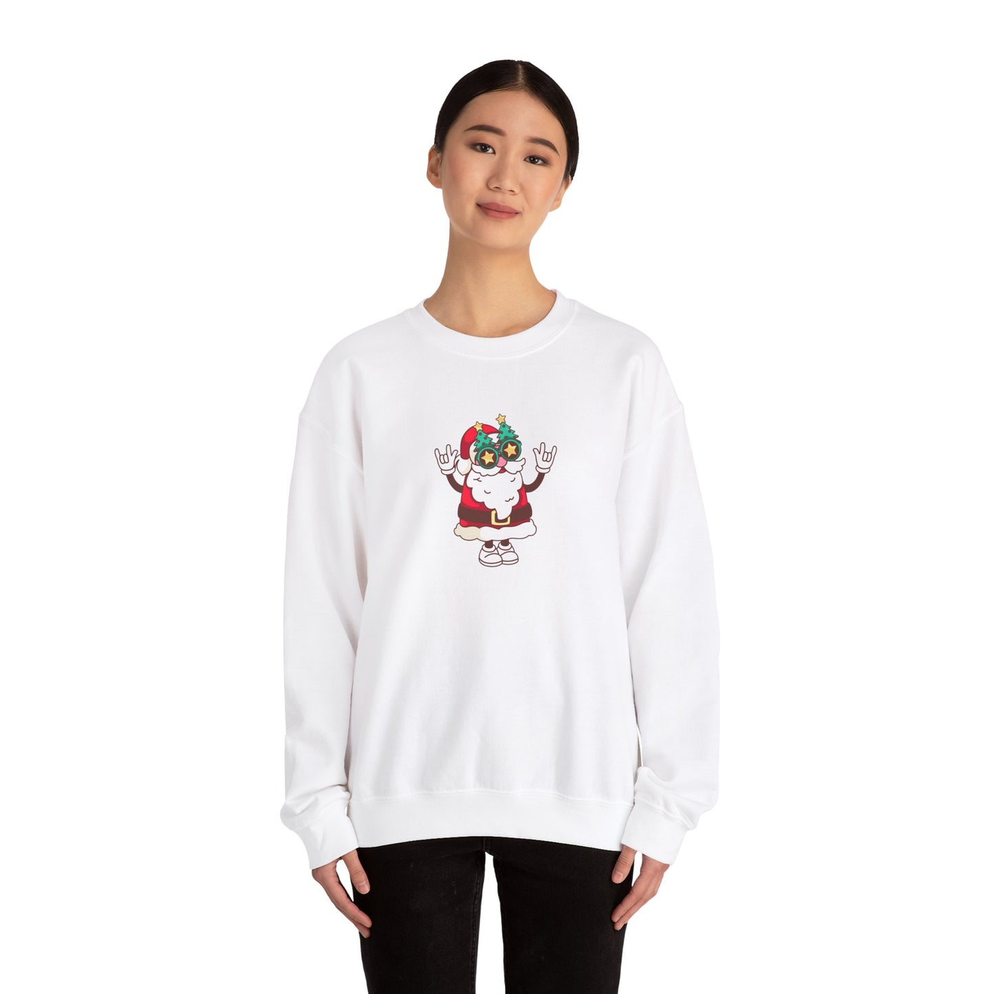 Unisex Heavy Blend Crewneck Sweatshirt Hipster Santa with Tree-Shaped Sunglasses 🎅🌟🎄