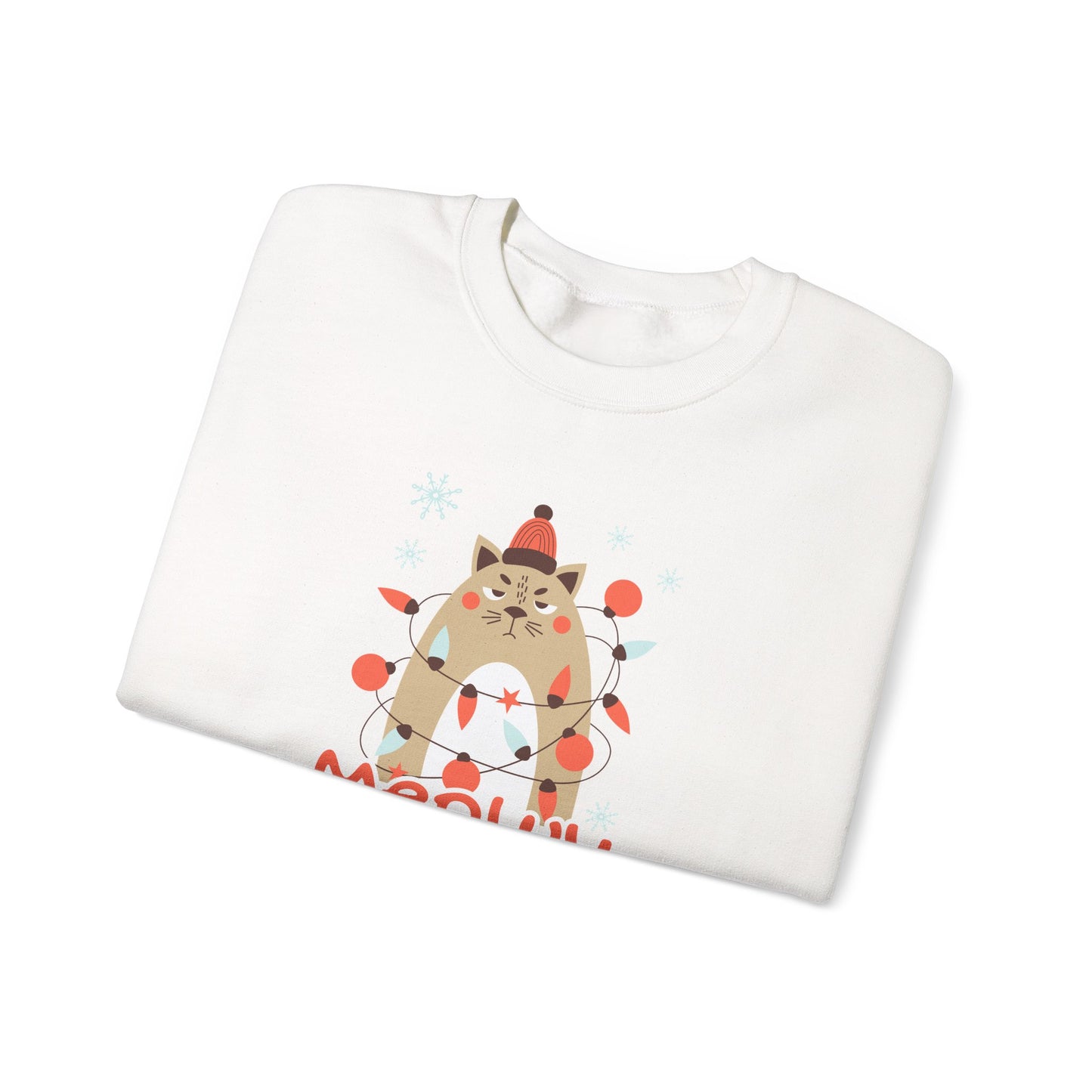 Meowy Christmas with Grumpy Cat 🎄😾✨ Unisex Heavy Blend Crewneck Sweatshirt