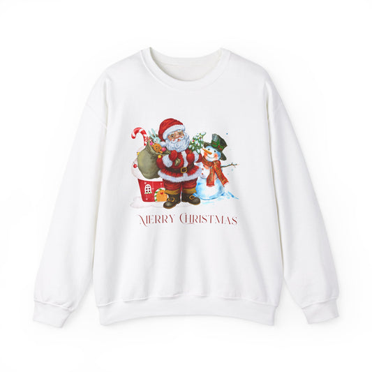 Unisex Heavy Blend Crewneck Sweatshirt Classic Santa & Snowman 🎅☃️✨