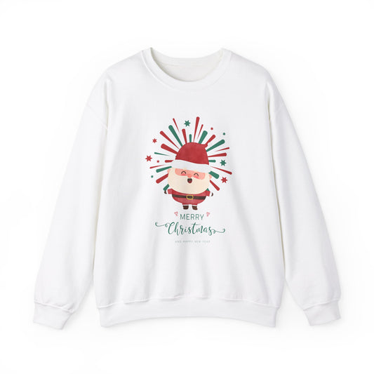 Unisex Heavy Blend Crewneck Sweatshirt Merry Christmas & Happy New Year with Santa 🎅🎉✨