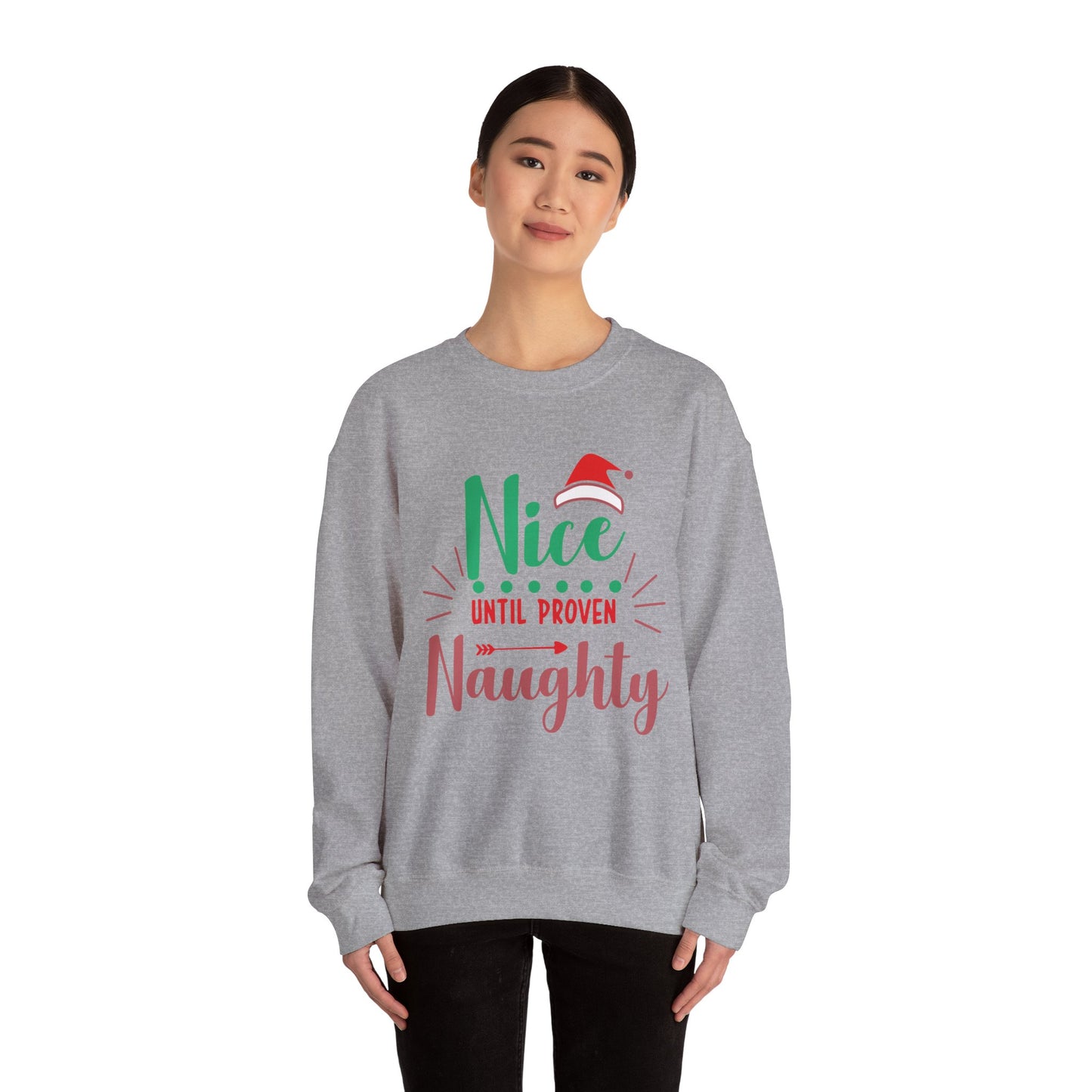 Unisex Heavy Blend Crewneck Sweatshirt Nice Until Proven Naughty 🎄😈✨