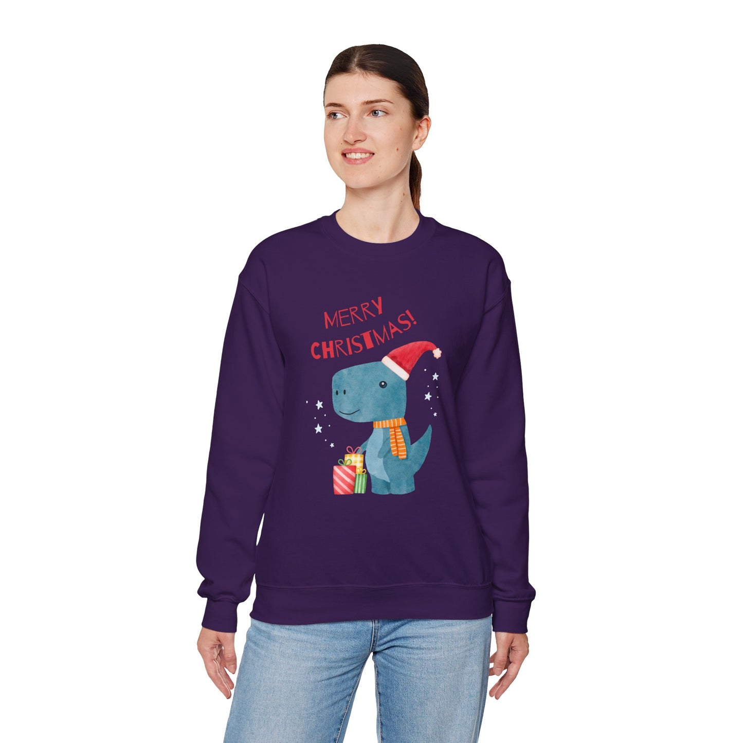 Merry Christmas Dino 🎄🦖🎁 Unisex Heavy Blend Crewneck Sweatshirt