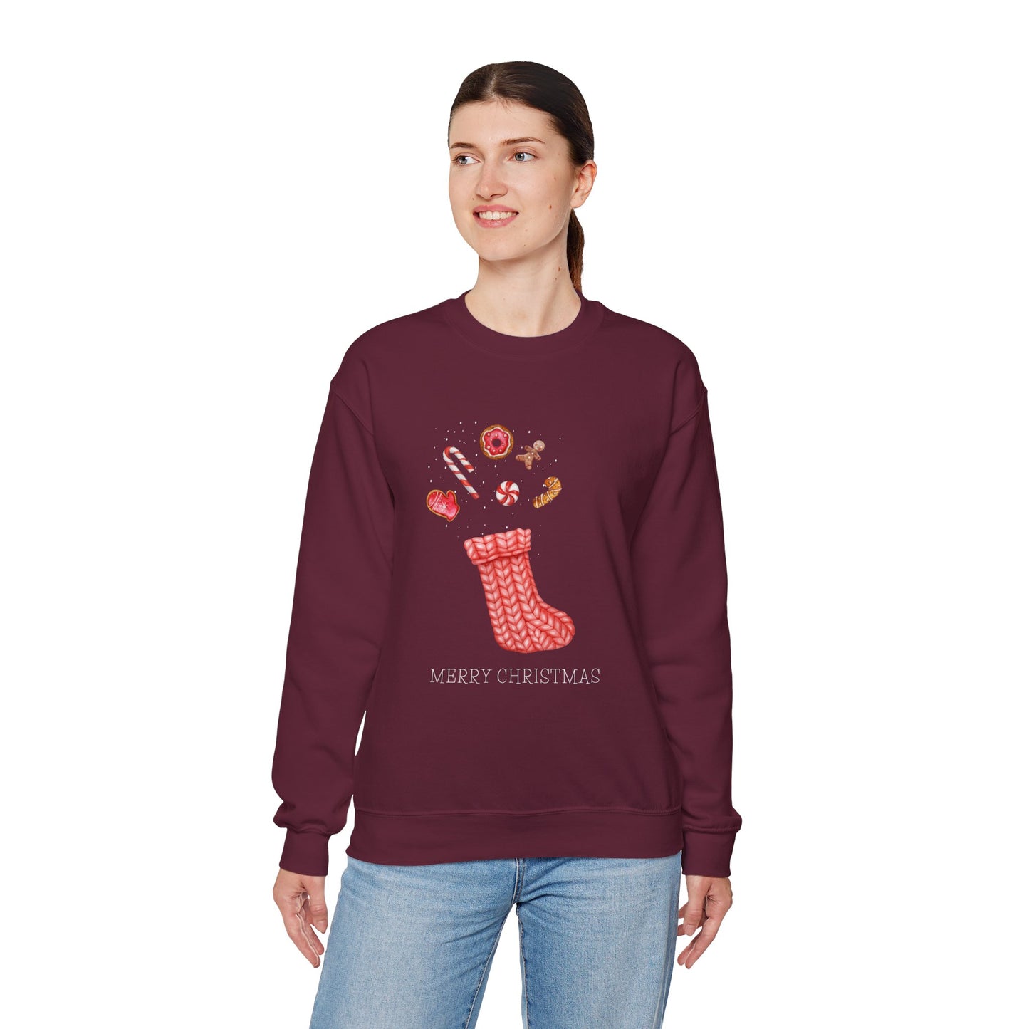 Cozy Christmas Sock 🎄🧦🍩 Unisex Heavy Blend Crewneck Sweatshirt