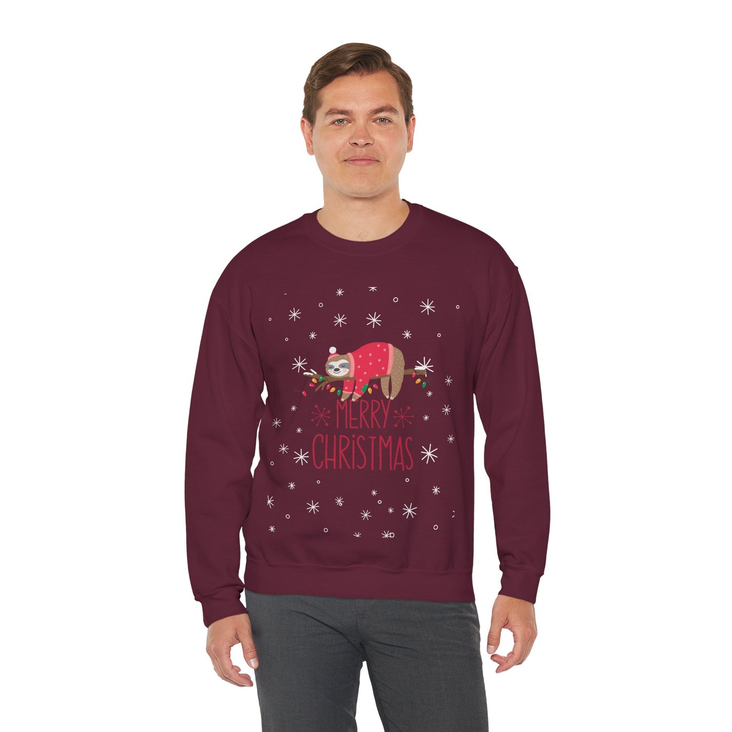 Merry Christmas Sloth 🎄🦥✨ Unisex Heavy Blend Crewneck Sweatshirt