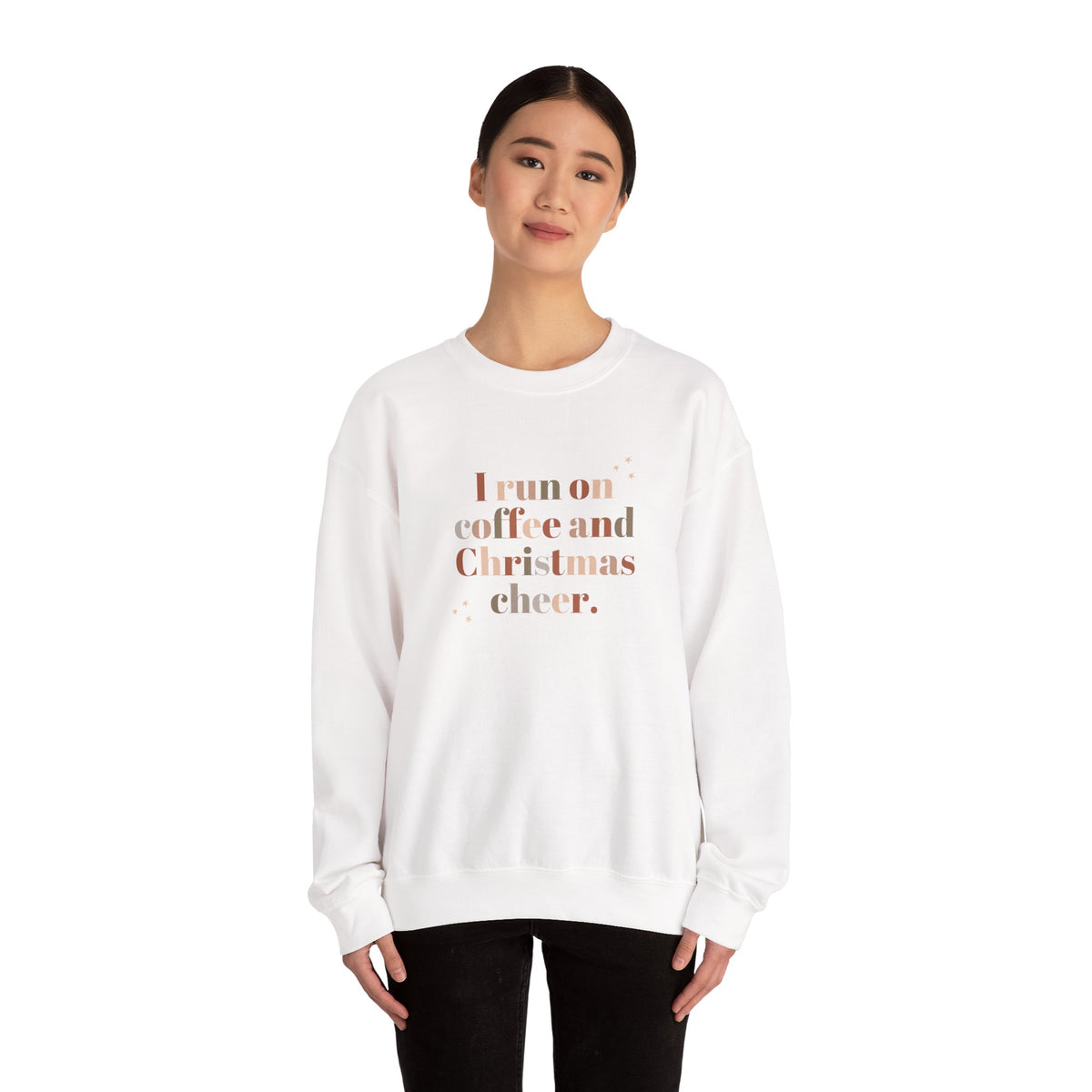 I Run on Coffee and Christmas Cheer ☕🎄✨ Unisex Heavy Blend Crewneck Sweatshirt