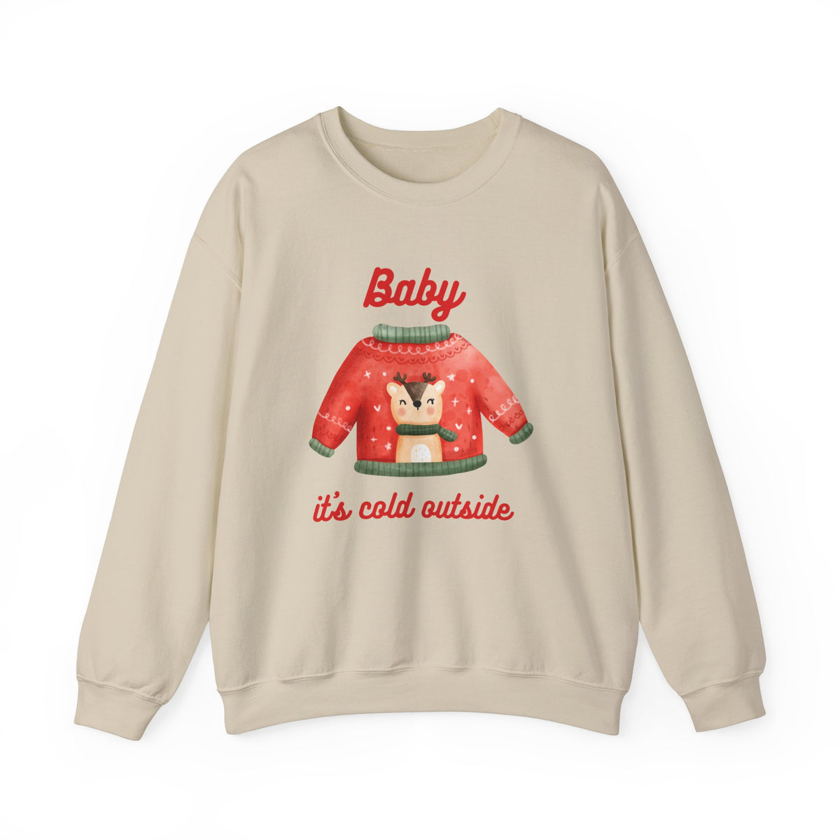 Unisex Heavy Blend Crewneck Sweatshirt Baby It's Cold Outside Reindeer 🎄❄️❤️