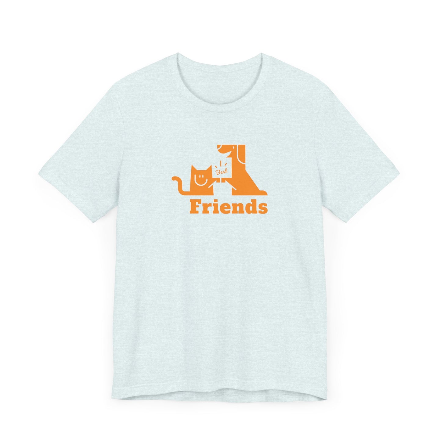 Cat & Dog Hi-5 Each Other Best Friends Orange Print Unisex Jersey Short Sleeve Tee