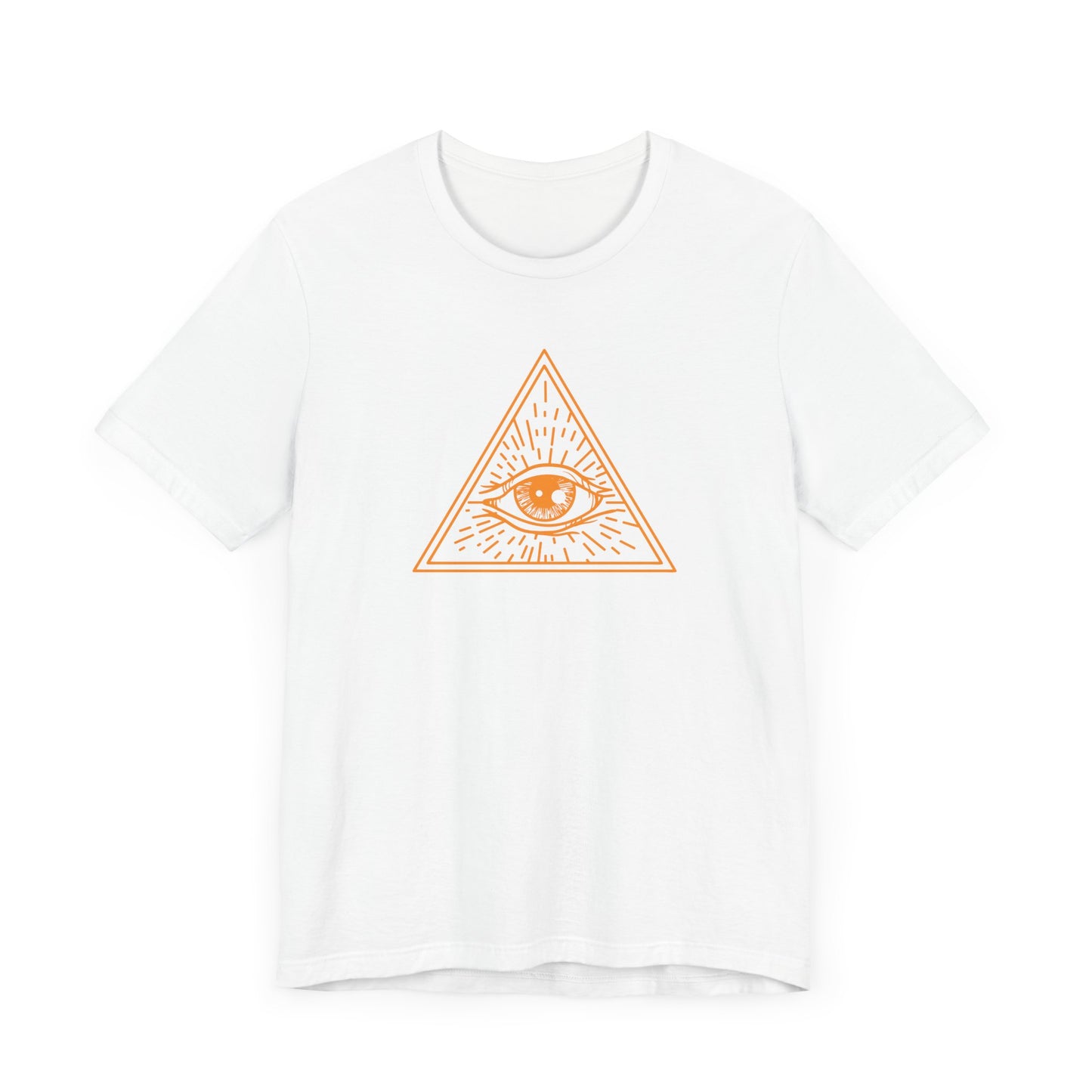 Unisex Jersey Short Sleeve Tee "Eye of Providence" All Seeing Eye Orange Print