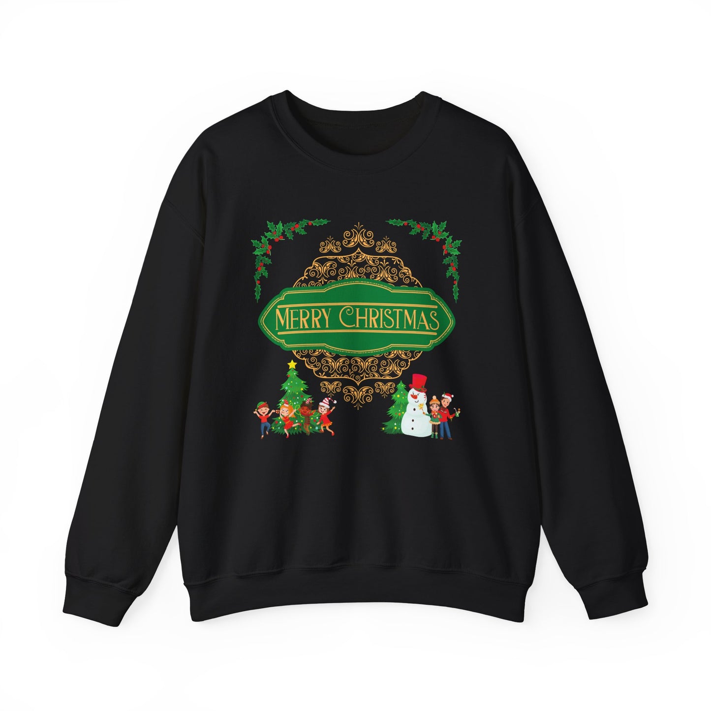 Unisex Heavy Blend Crewneck Sweatshirt Elegant Merry Christmas 🎄☃️✨