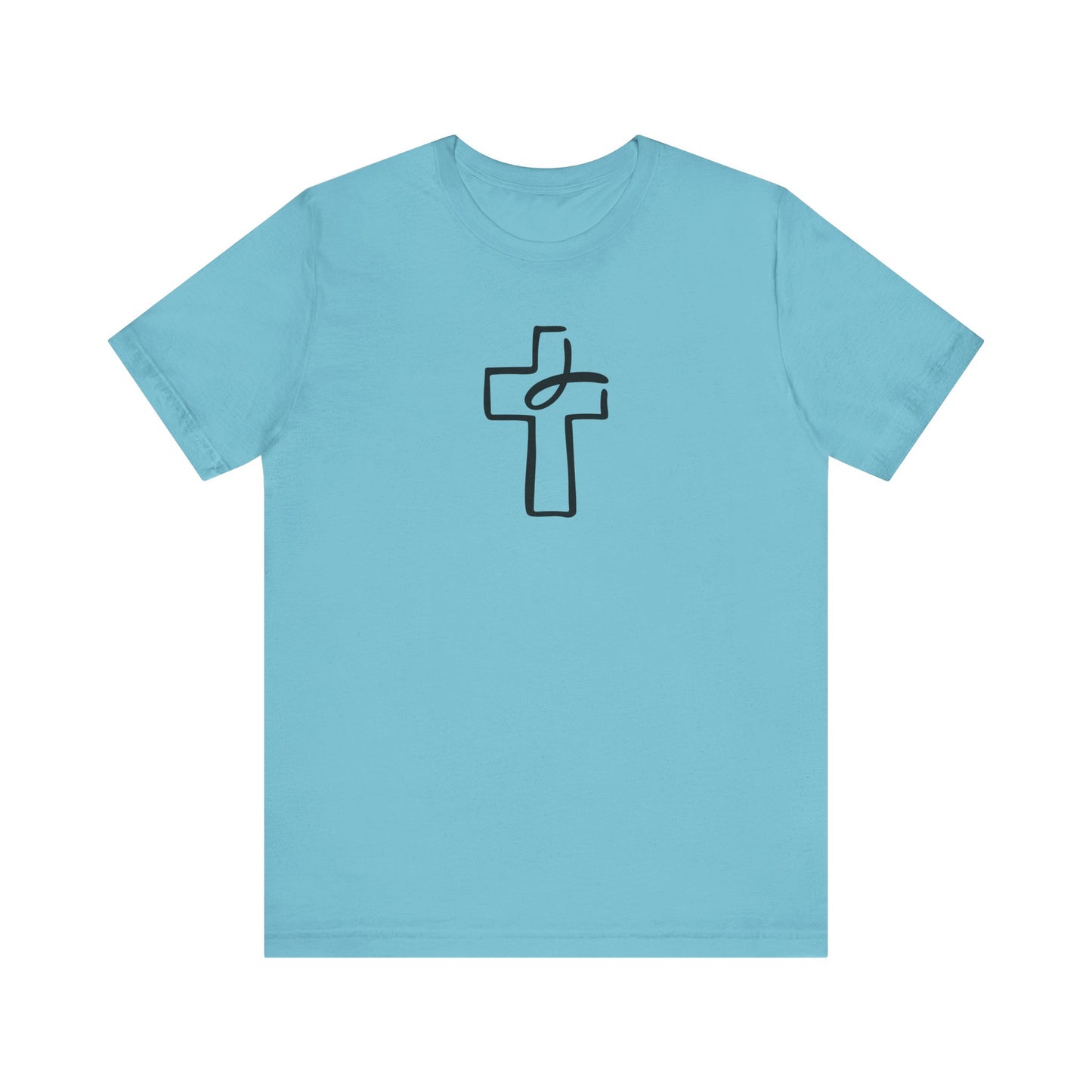 Unisex Jersey Short Sleeve Tee Crucifix Ichthys "Jesus Fish" Black Print