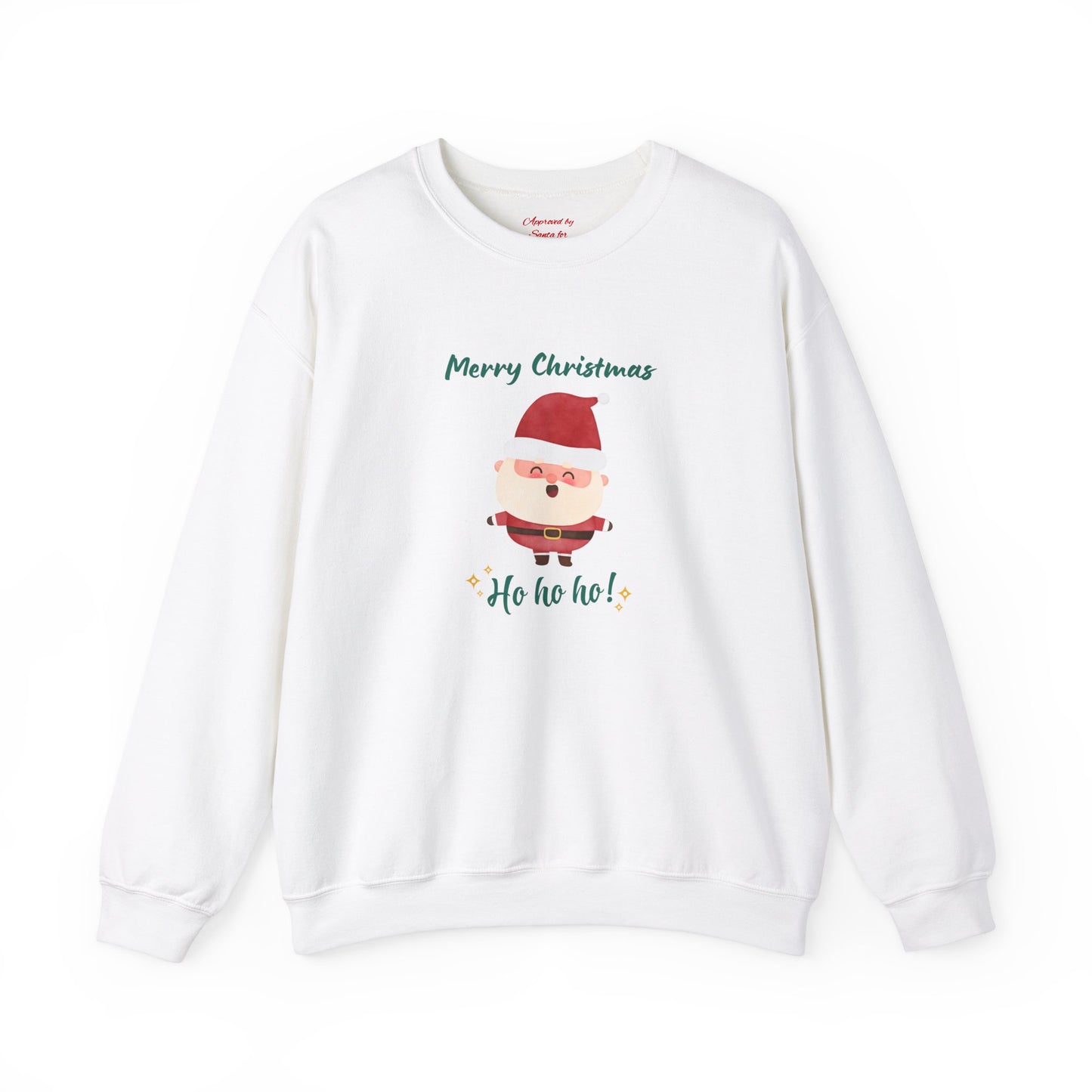 Unisex Heavy Blend Crewneck Sweatshirt Merry Christmas Ho Ho Ho with Happy Santa 🎅🎨✨