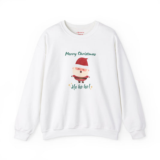 Unisex Heavy Blend Crewneck Sweatshirt Merry Christmas Ho Ho Ho with Happy Santa 🎅🎨✨